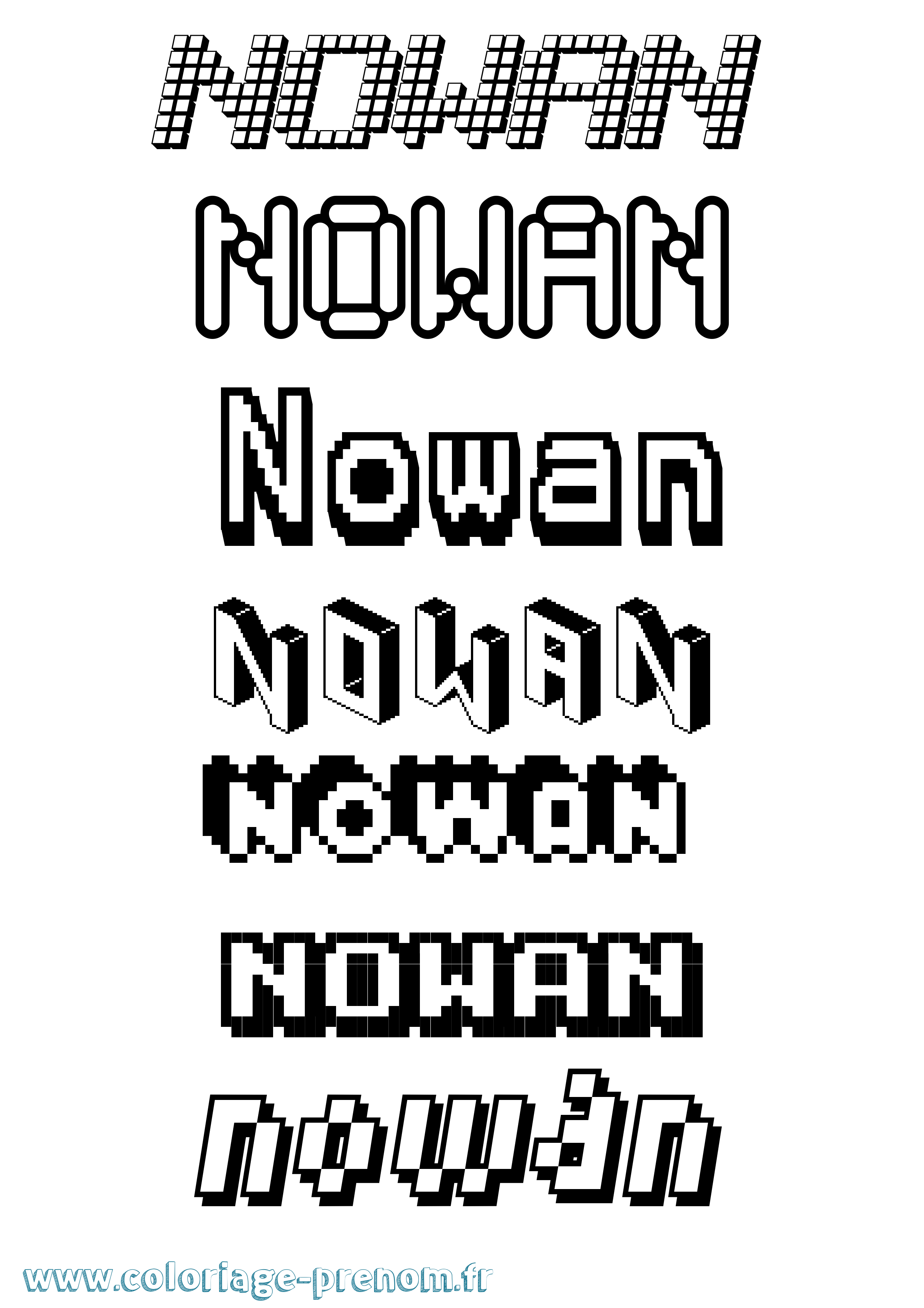 Coloriage Nowan Pixel Coloriage prénom Nowan Pixel
