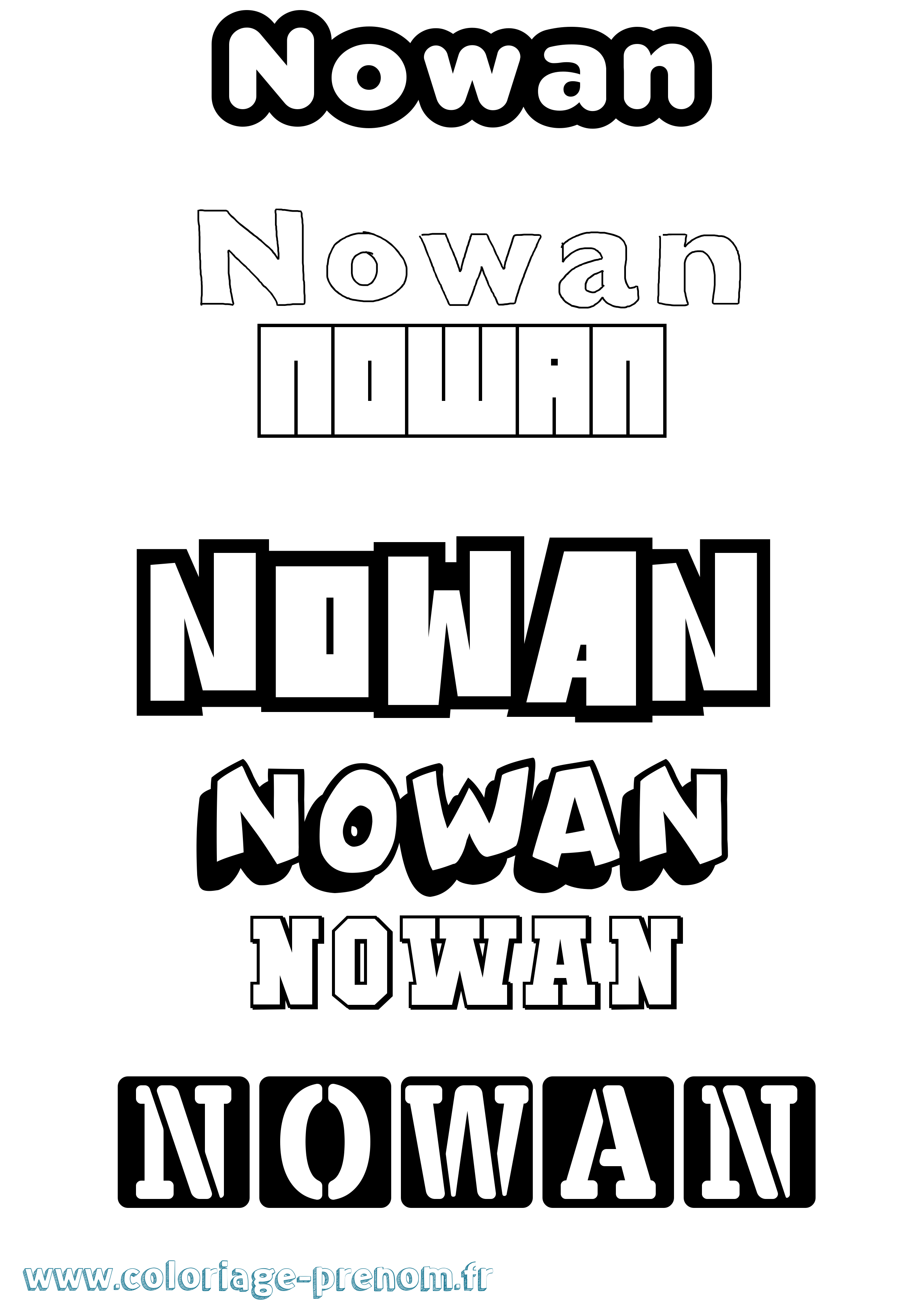 Coloriage Nowan Simple Coloriage prénom Nowan Simple
