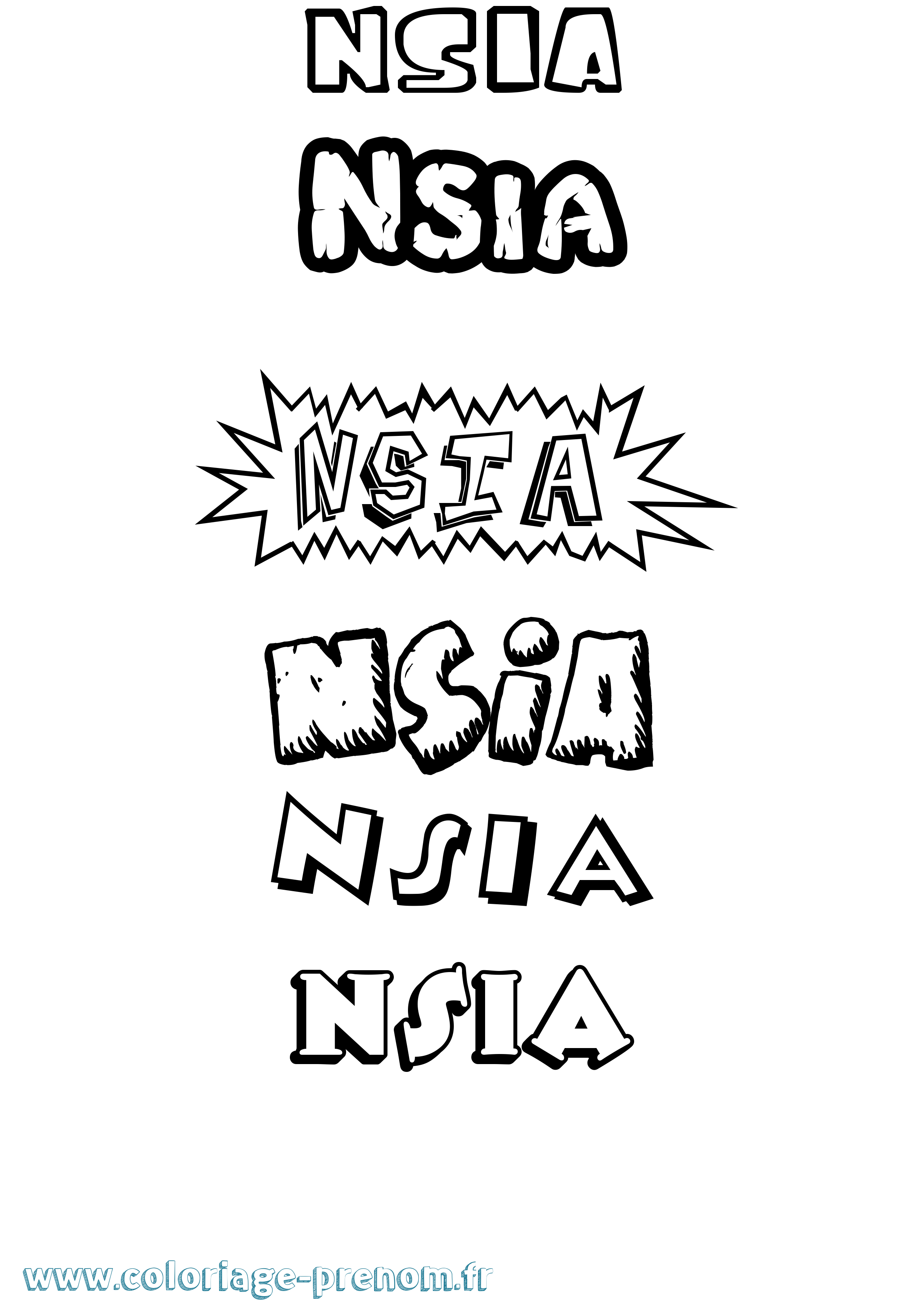 Coloriage prénom Nsia Dessin Animé
