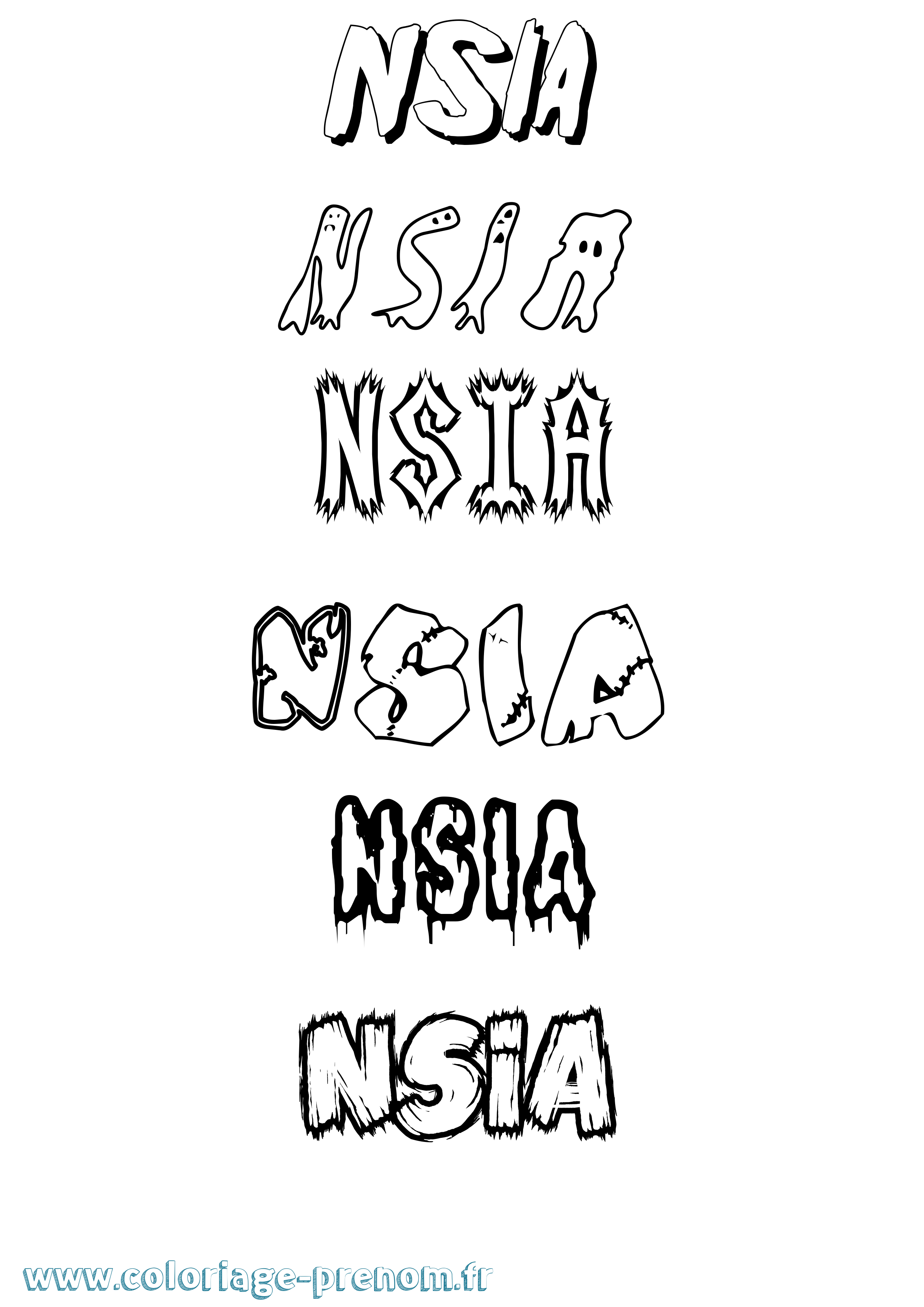 Coloriage prénom Nsia Frisson