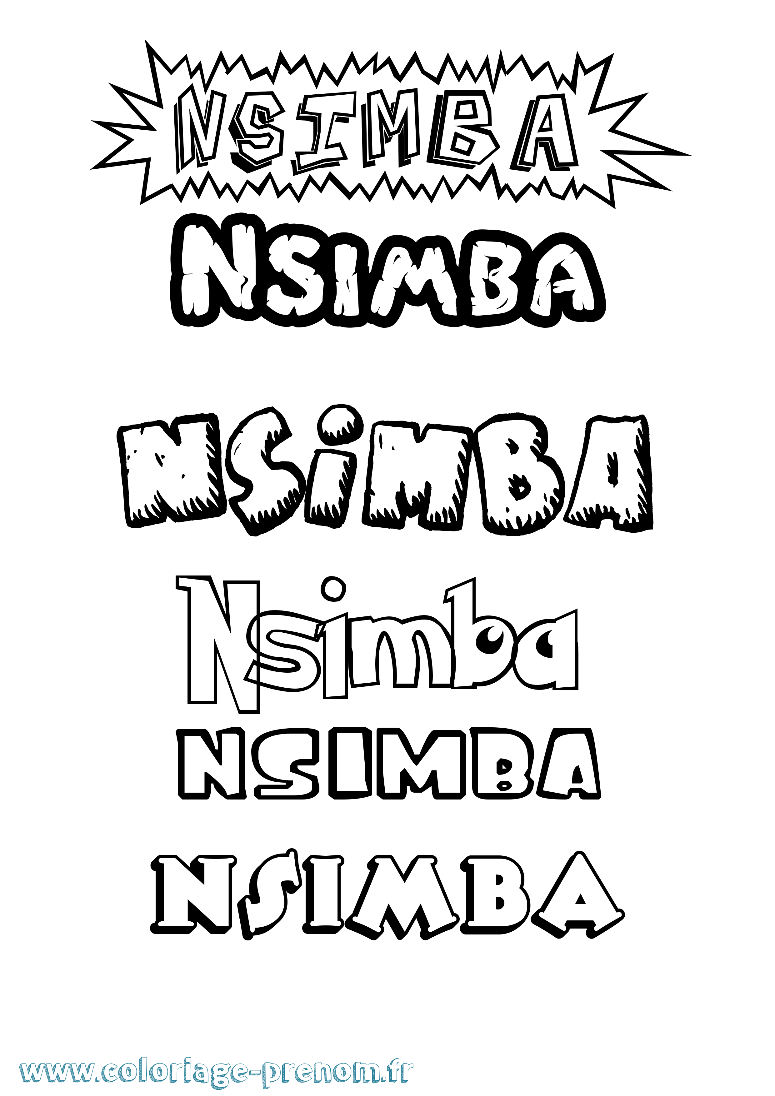 Coloriage prénom Nsimba Dessin Animé