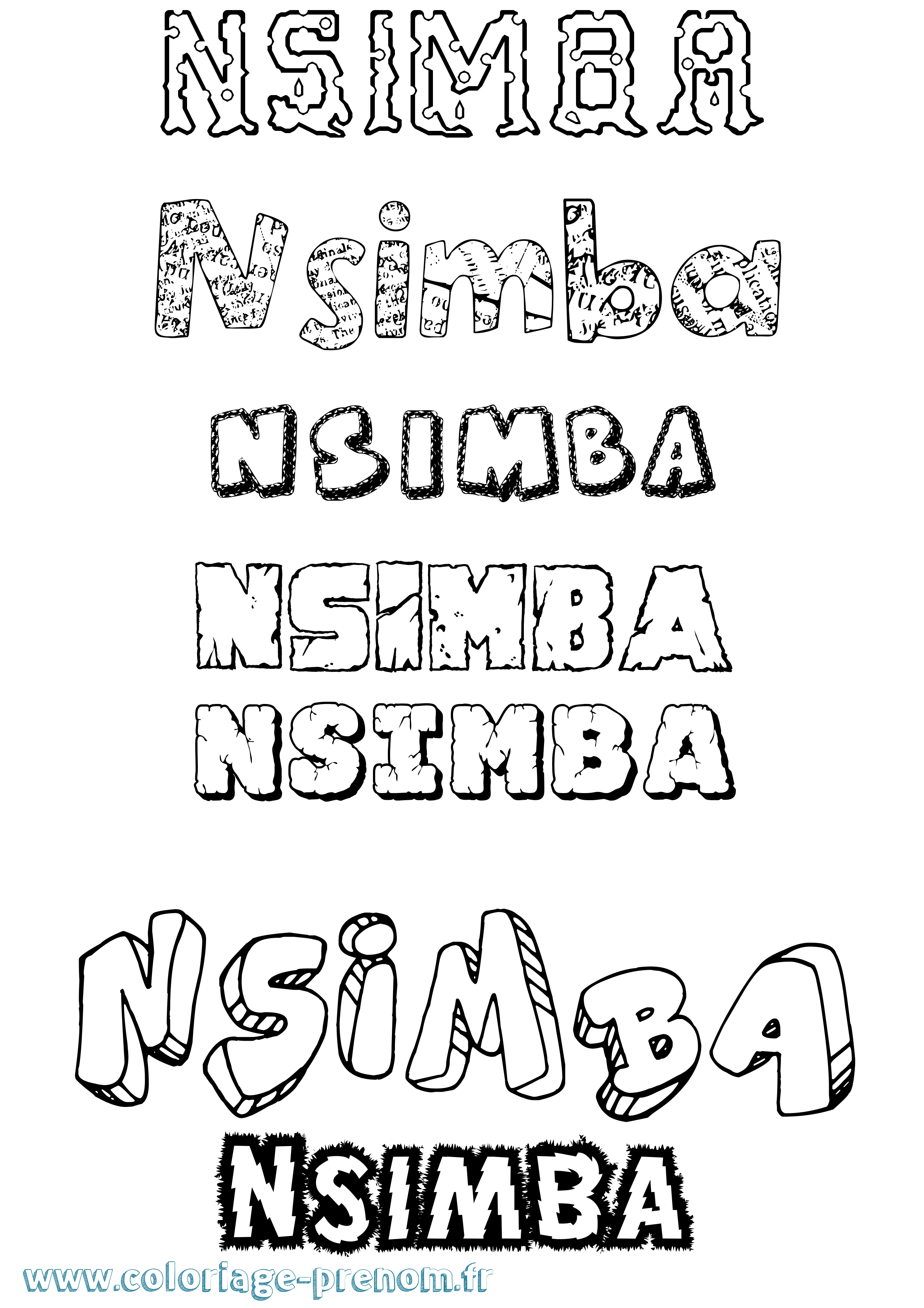 Coloriage prénom Nsimba Destructuré