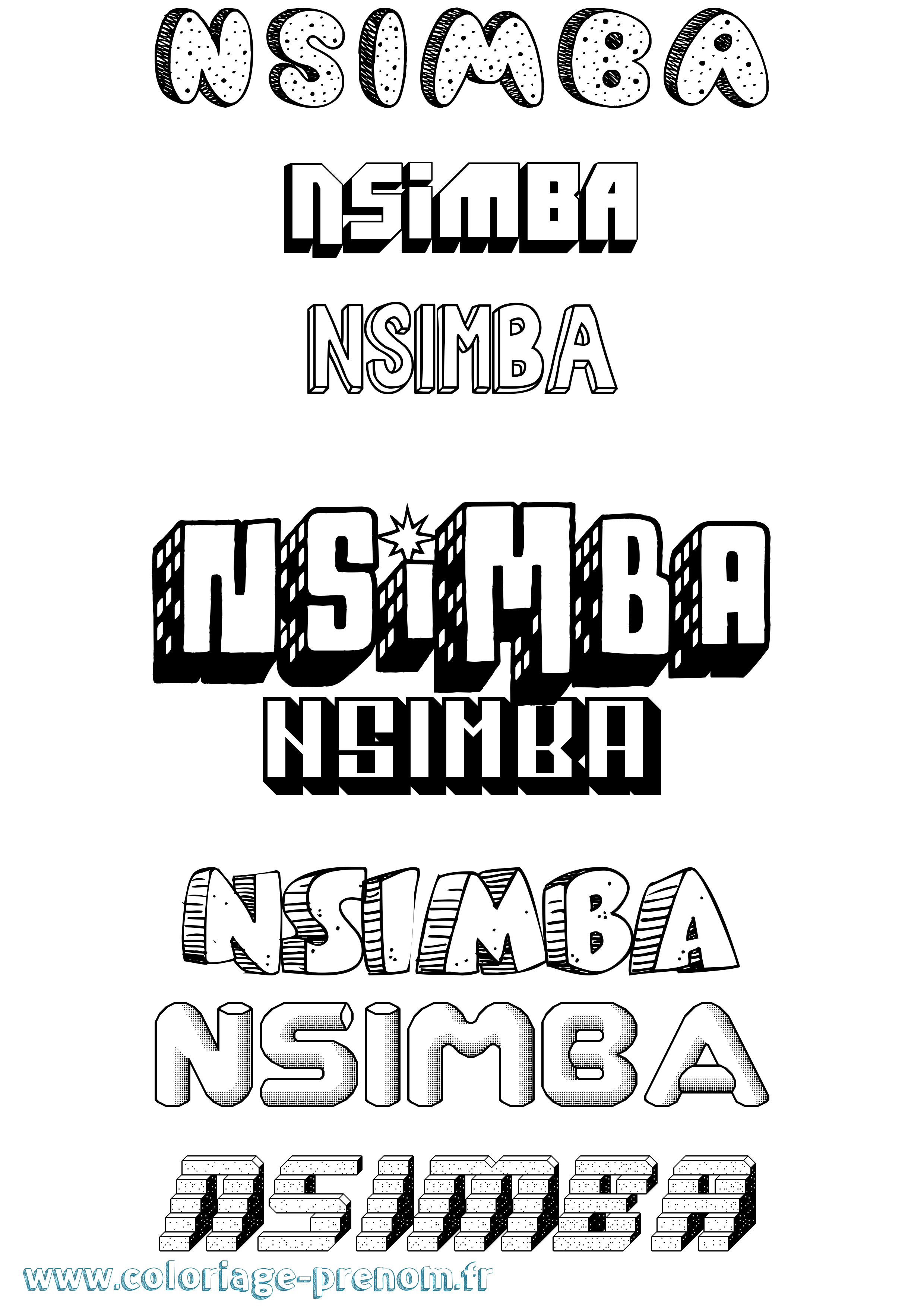 Coloriage prénom Nsimba Effet 3D