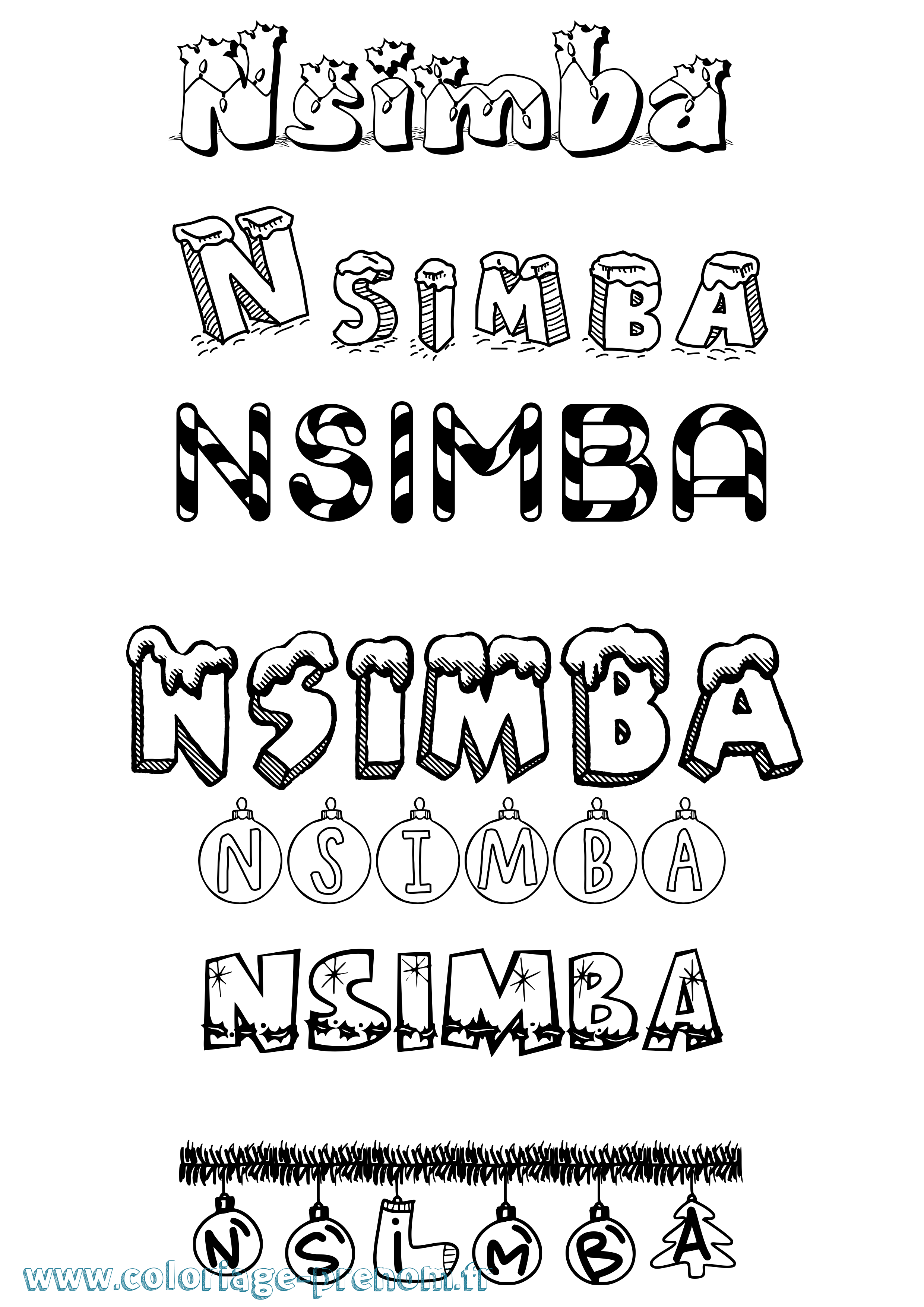 Coloriage prénom Nsimba Noël
