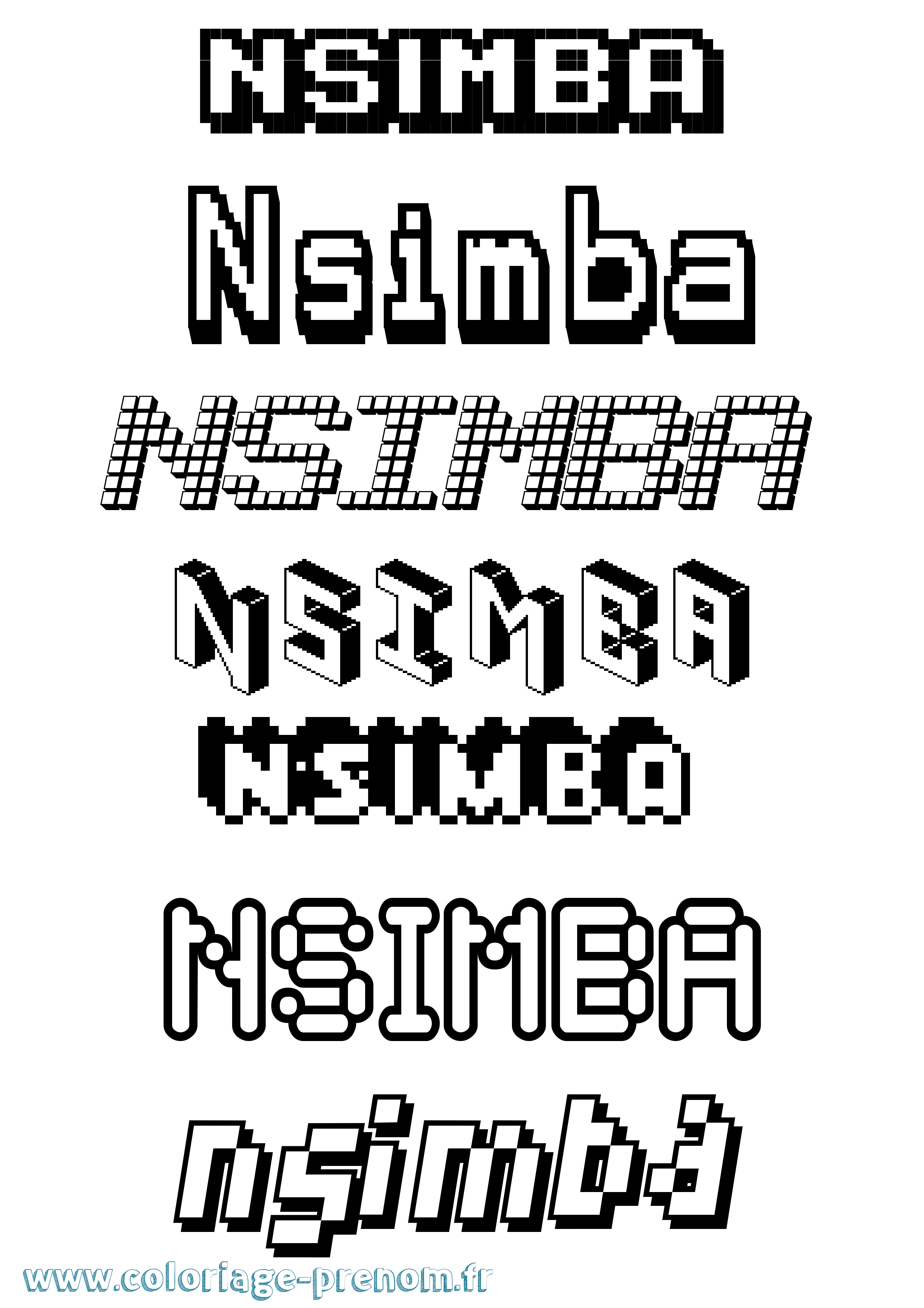 Coloriage prénom Nsimba Pixel
