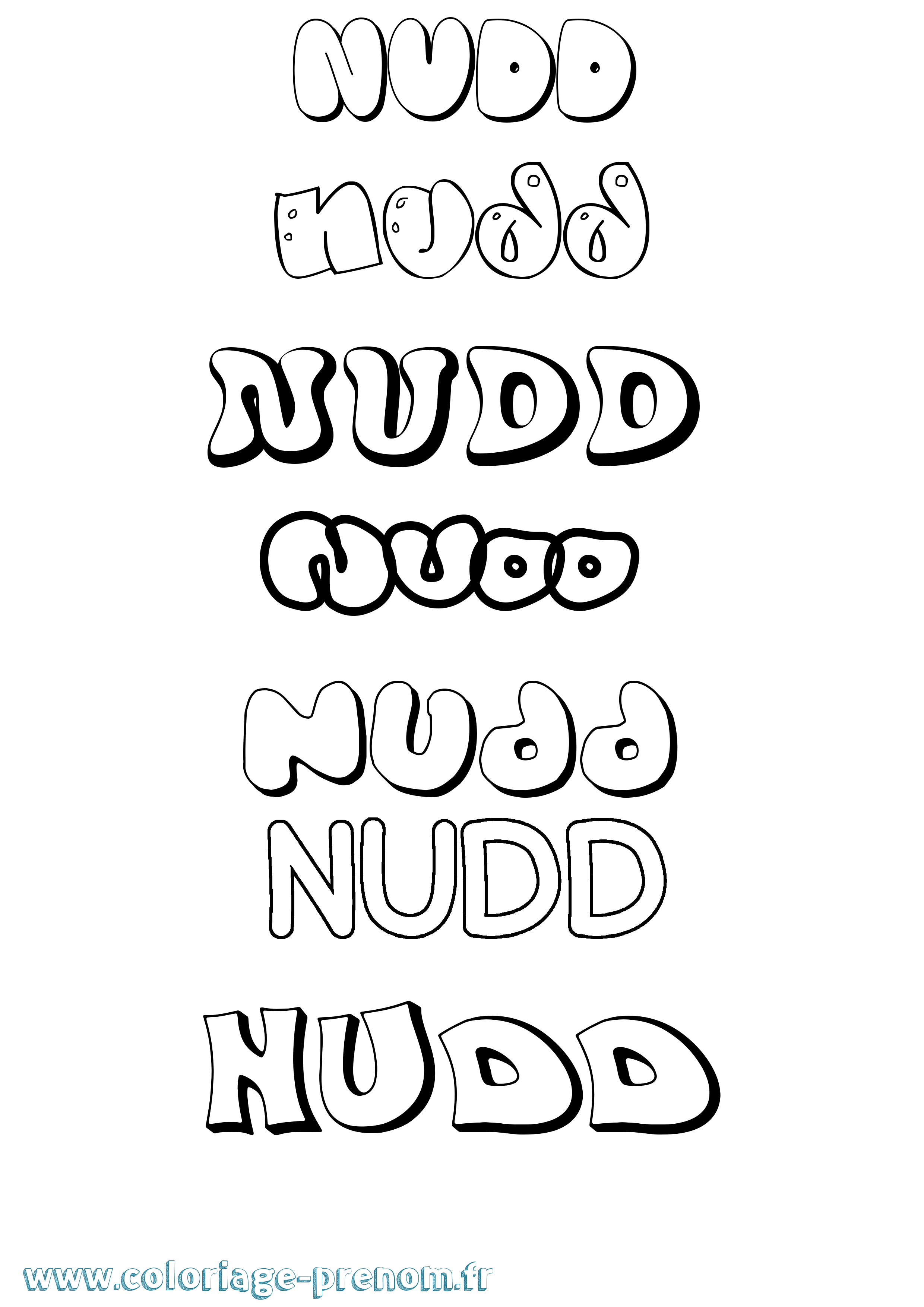 Coloriage Nudd Bubble Coloriage prénom Nudd Bubble