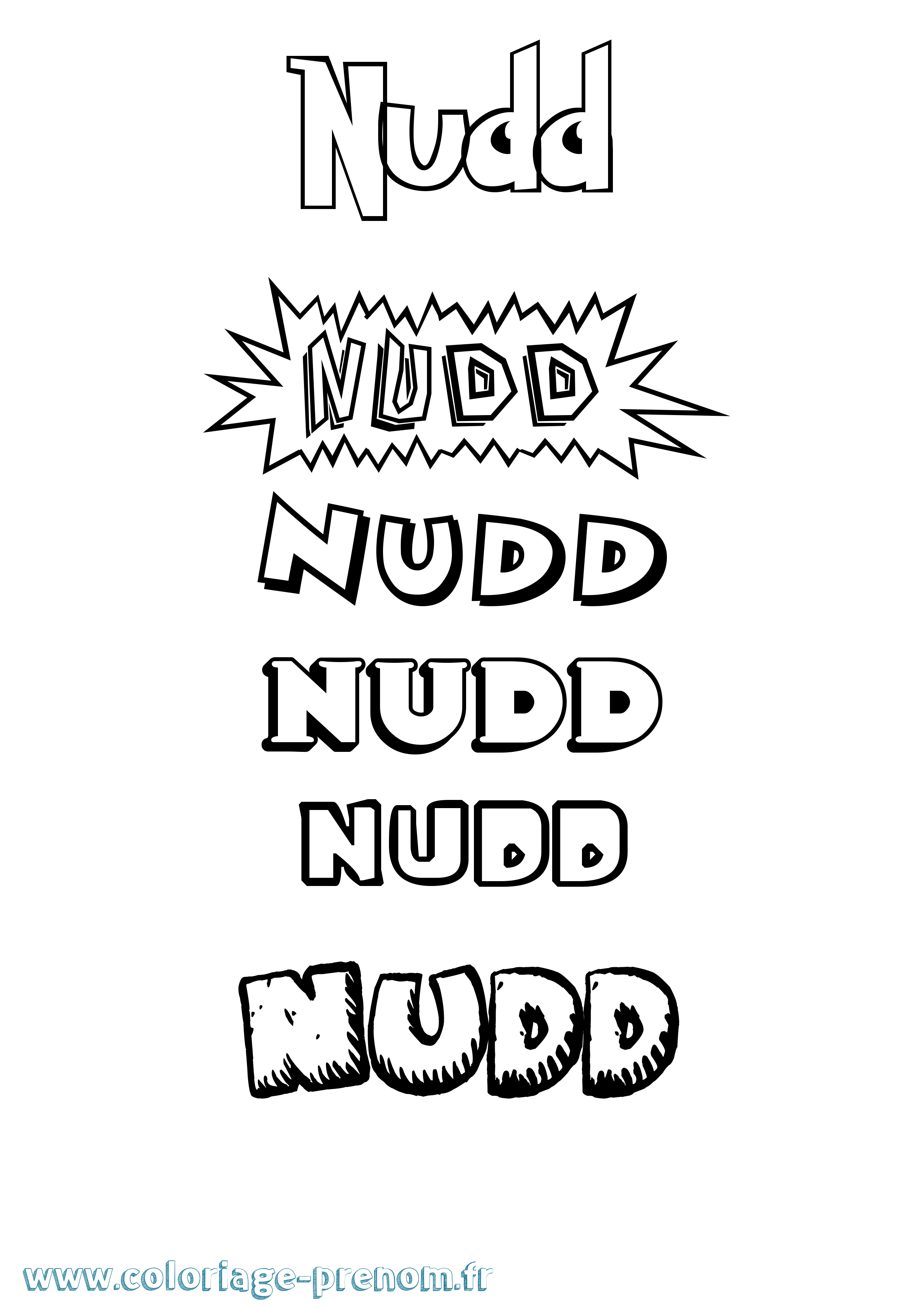 Coloriage prénom Nudd Dessin Animé