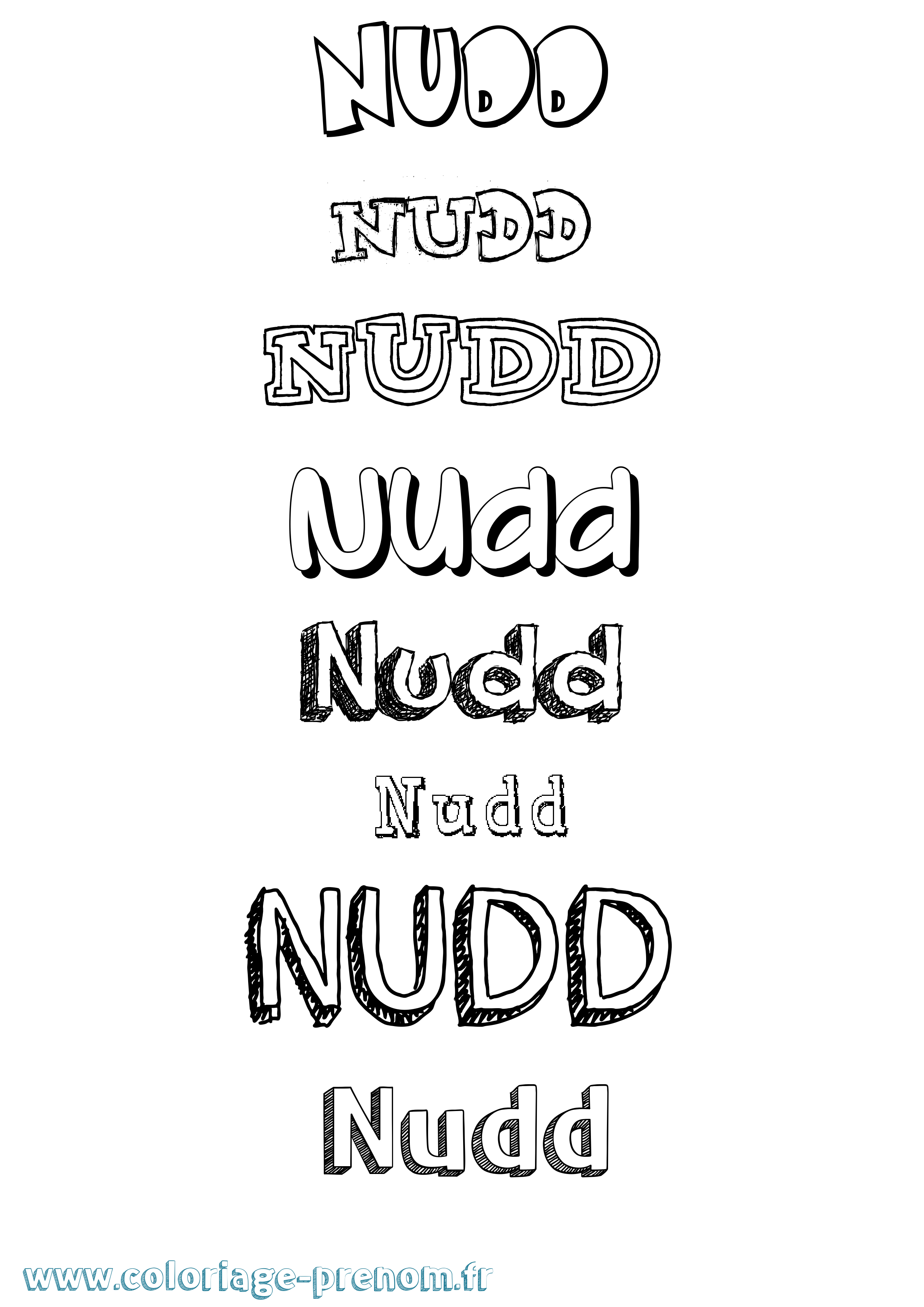 Coloriage prénom Nudd Dessiné