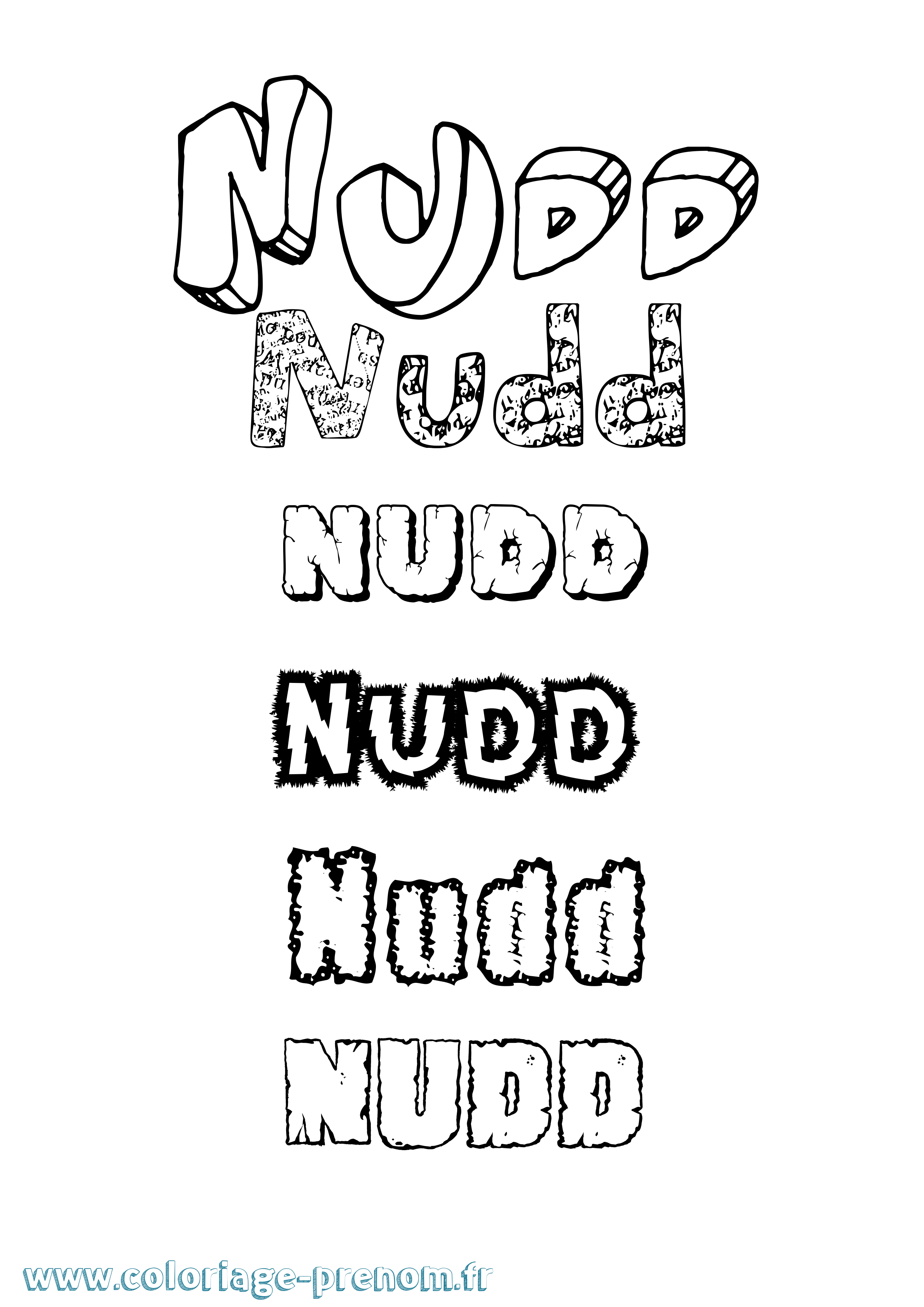 Coloriage Nudd Destructuré Coloriage prénom Nudd Destructuré