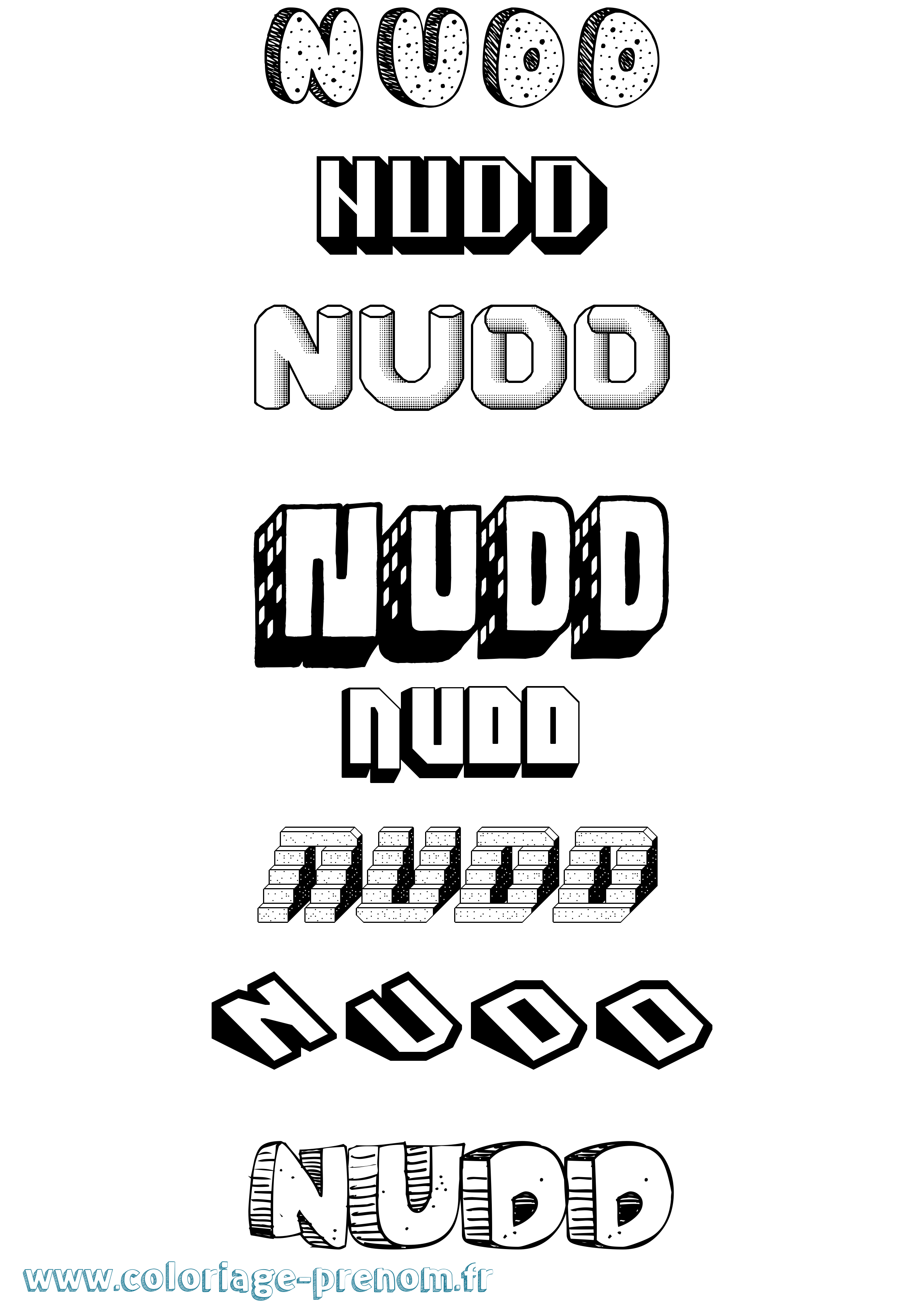 Coloriage Nudd Effet 3D Coloriage prénom Nudd Effet 3D