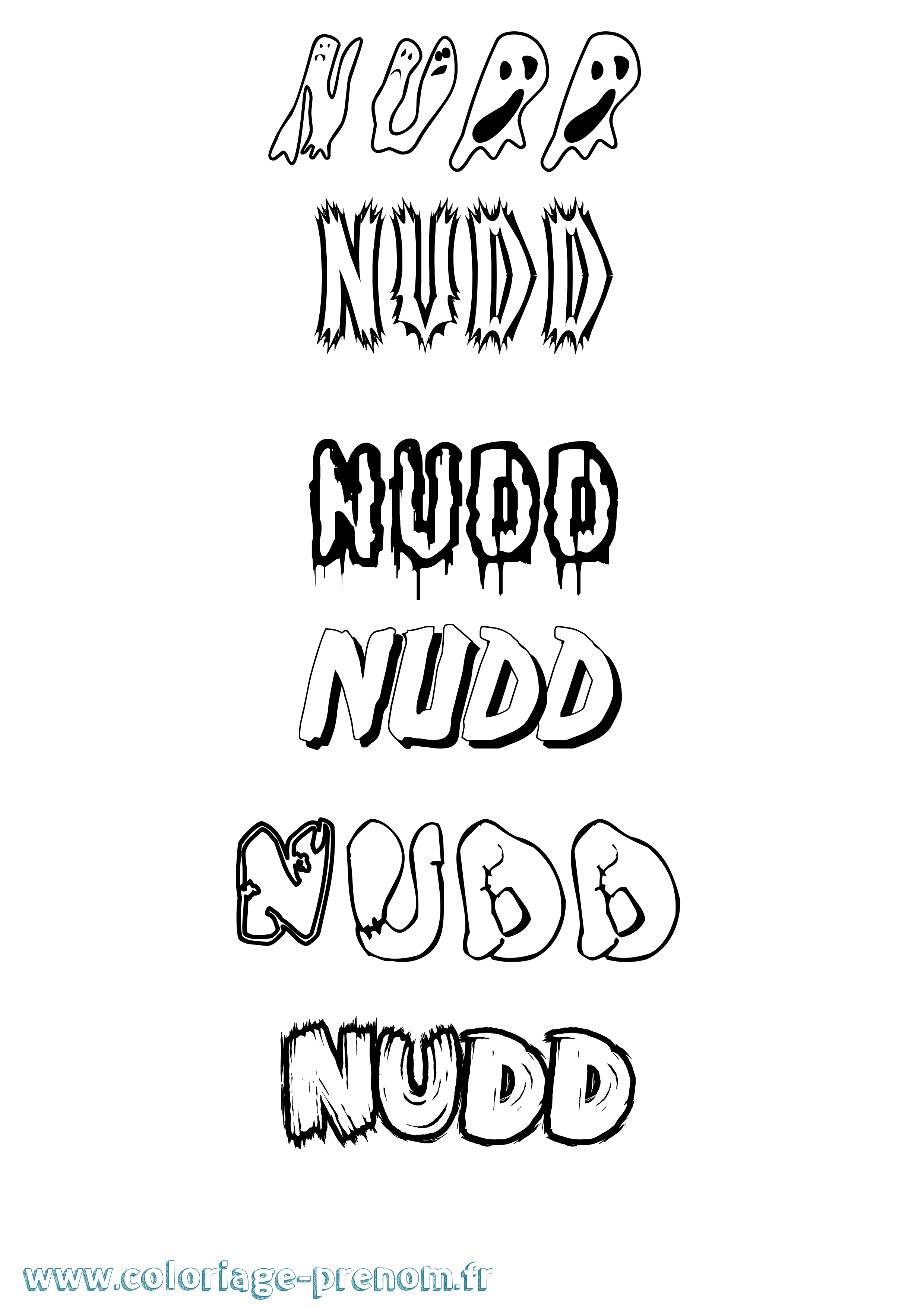Coloriage Nudd Frisson Coloriage prénom Nudd Frisson