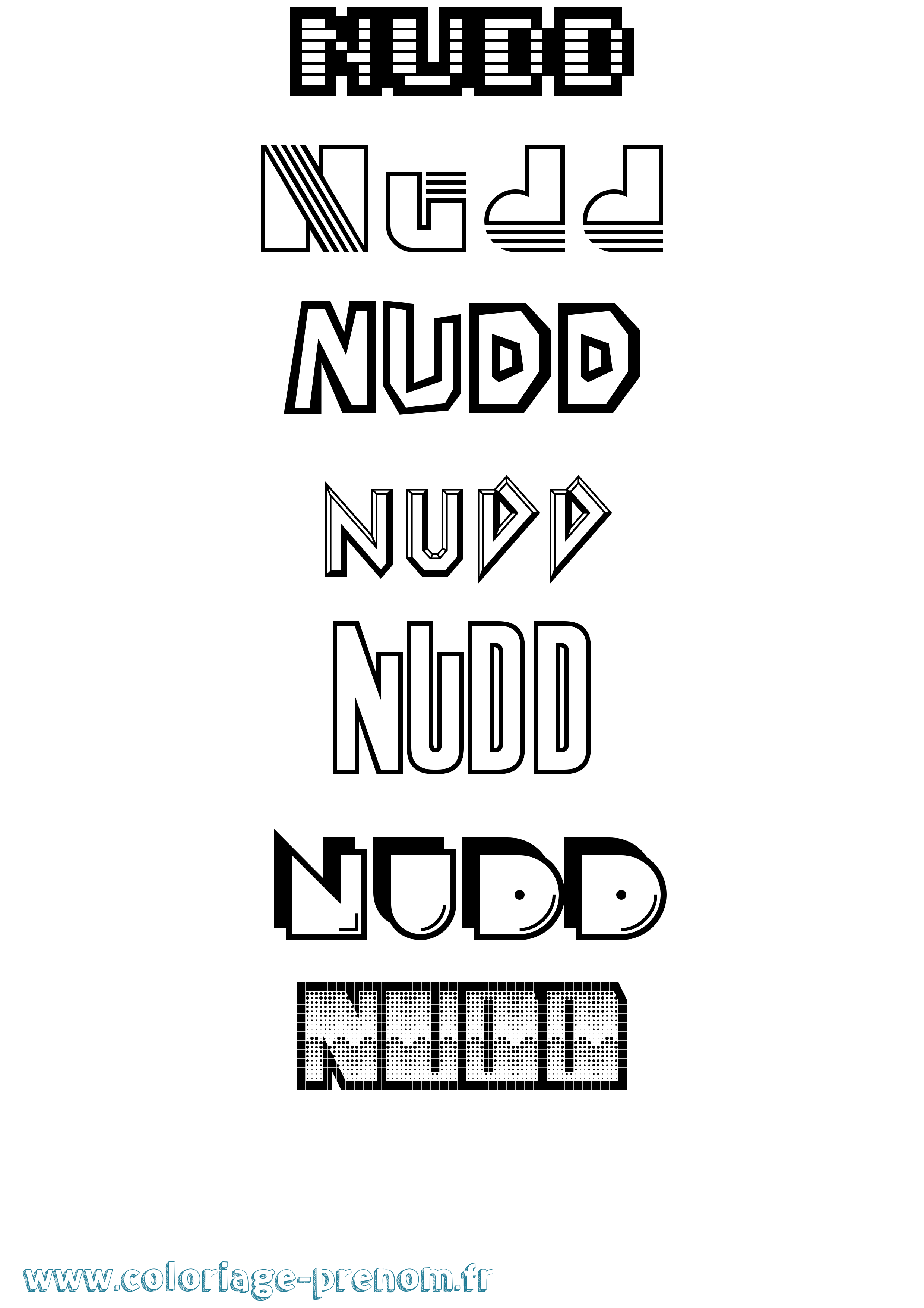 Coloriage prénom Nudd Jeux Vidéos