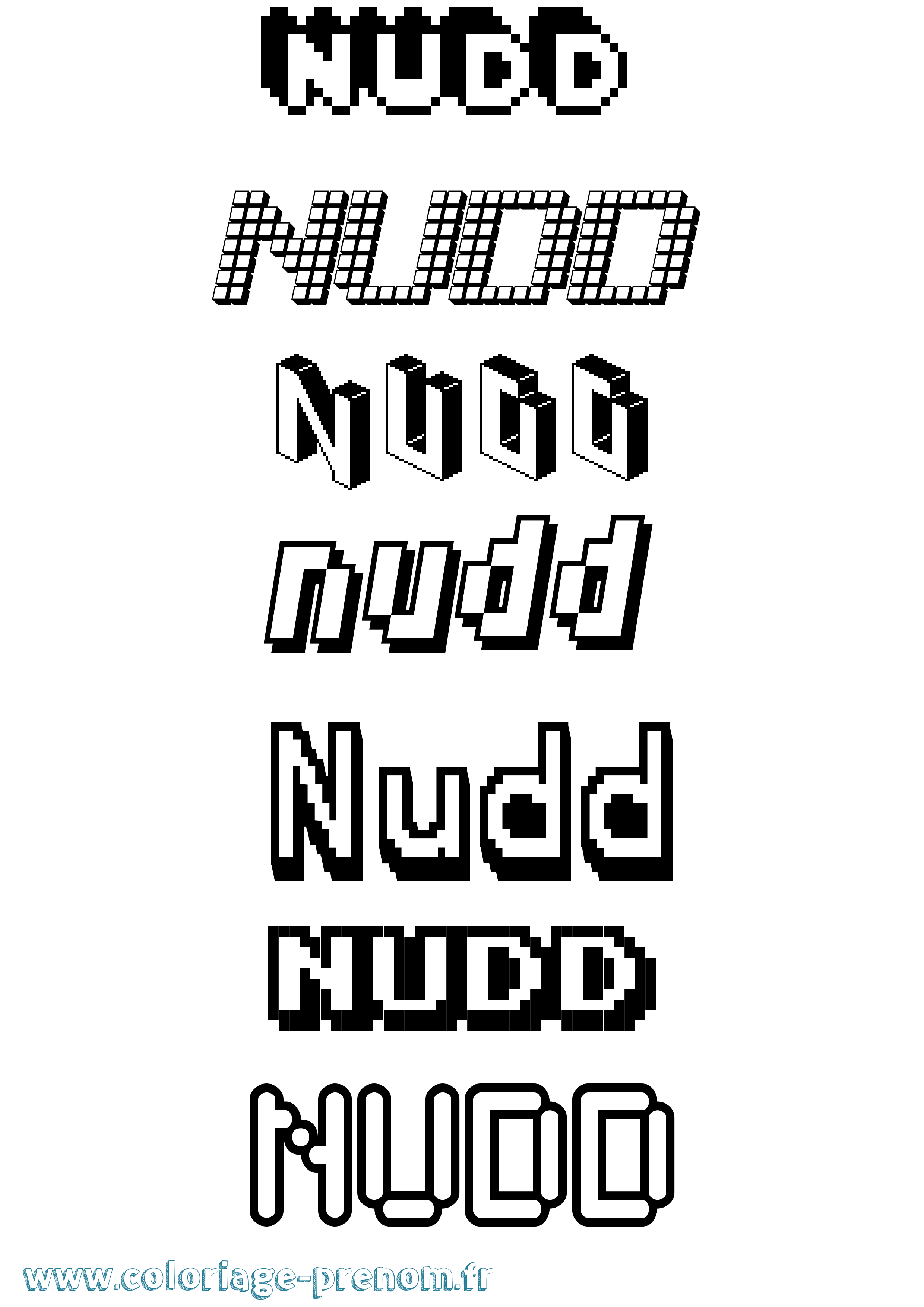 Coloriage Nudd Pixel Coloriage prénom Nudd Pixel
