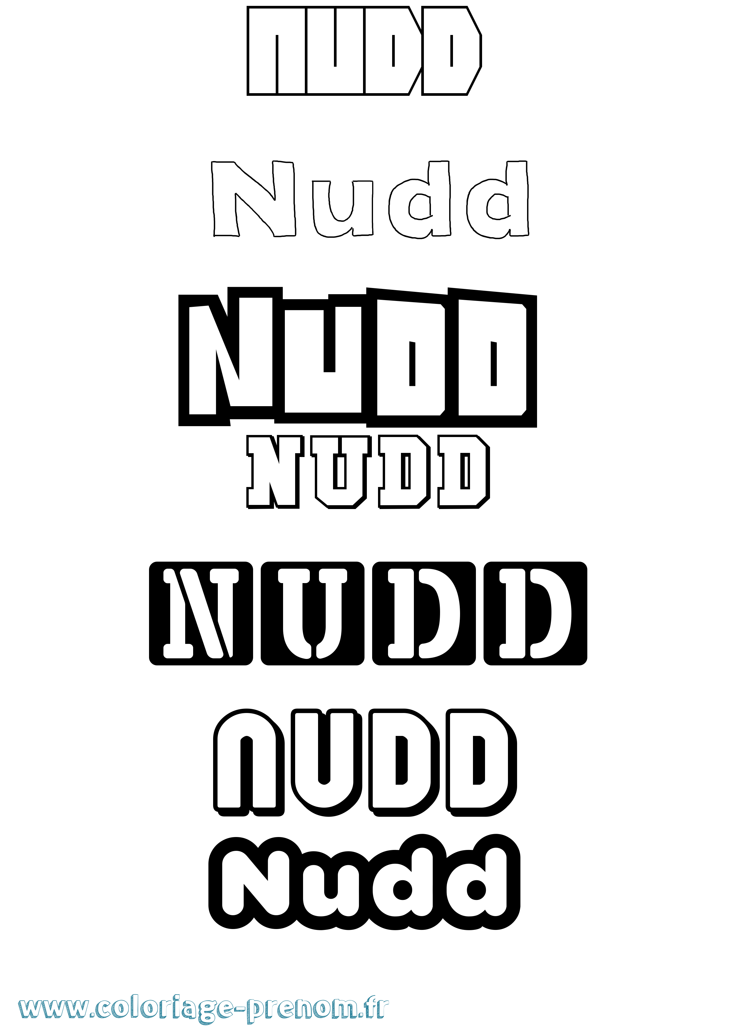 Coloriage prénom Nudd Simple