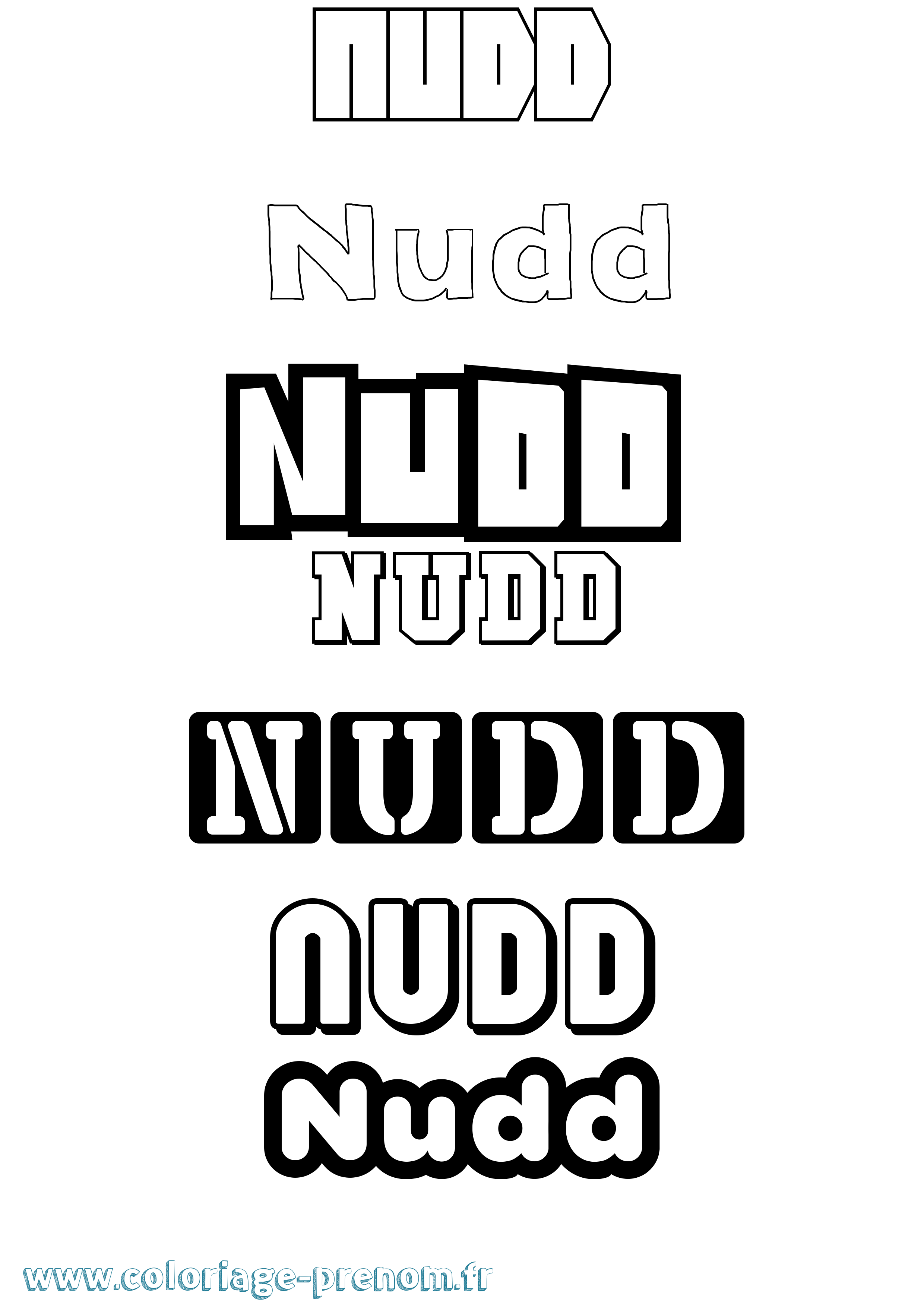 Coloriage Nudd Simple Coloriage prénom Nudd Simple
