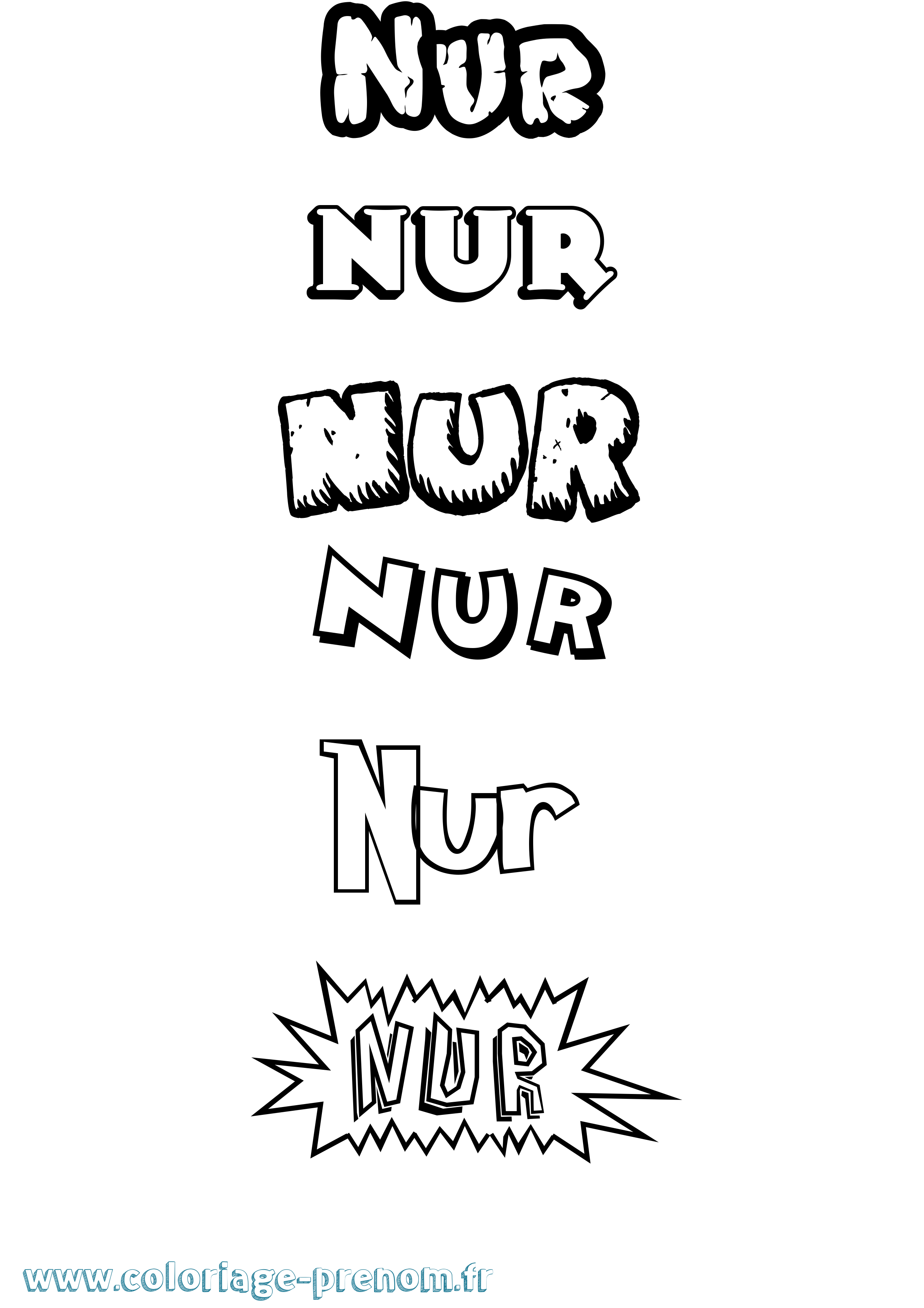 Coloriage Nur Dessin Animé Coloriage prénom Nur Dessin Animé