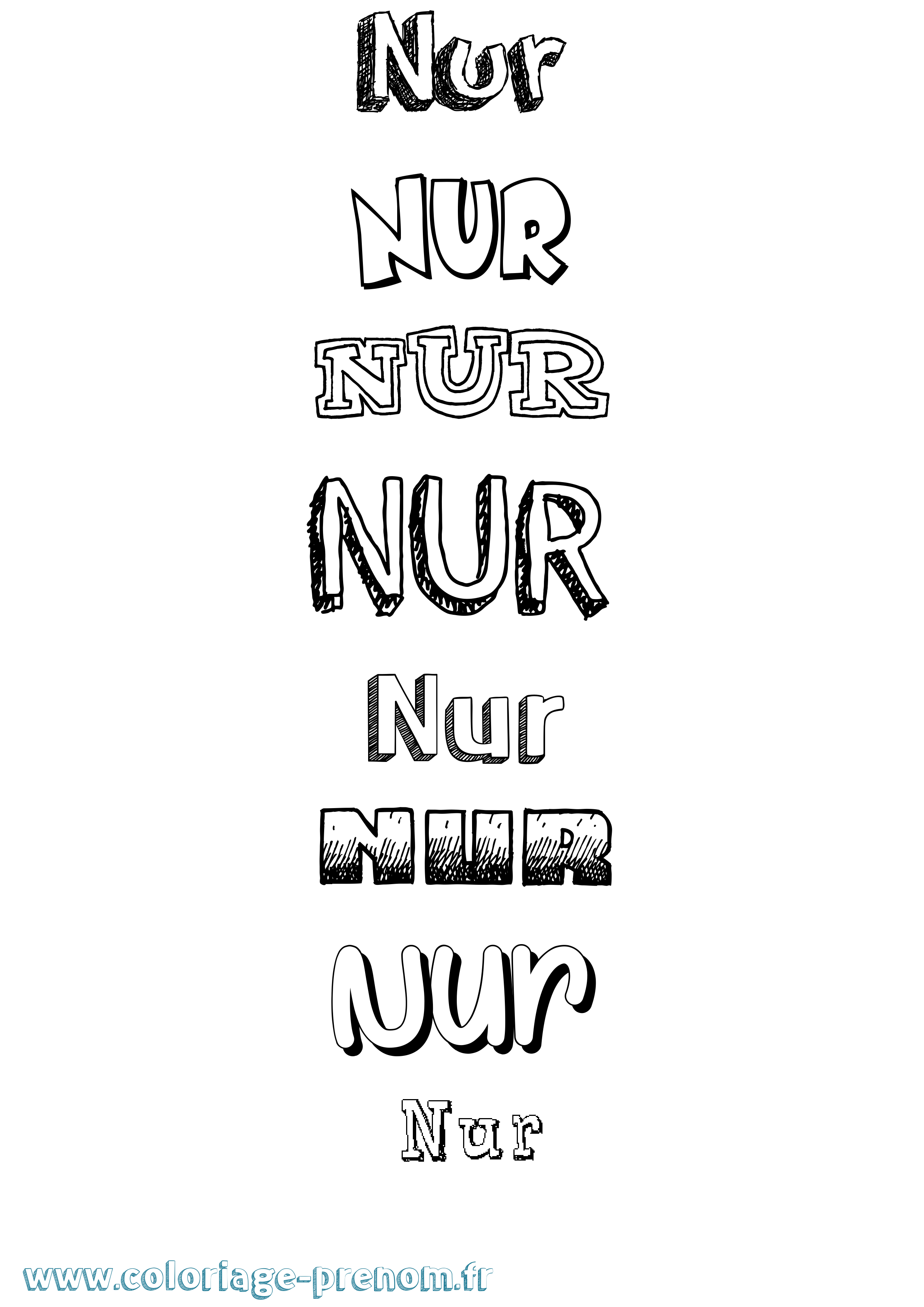 Coloriage Nur Dessiné Coloriage prénom Nur Dessiné