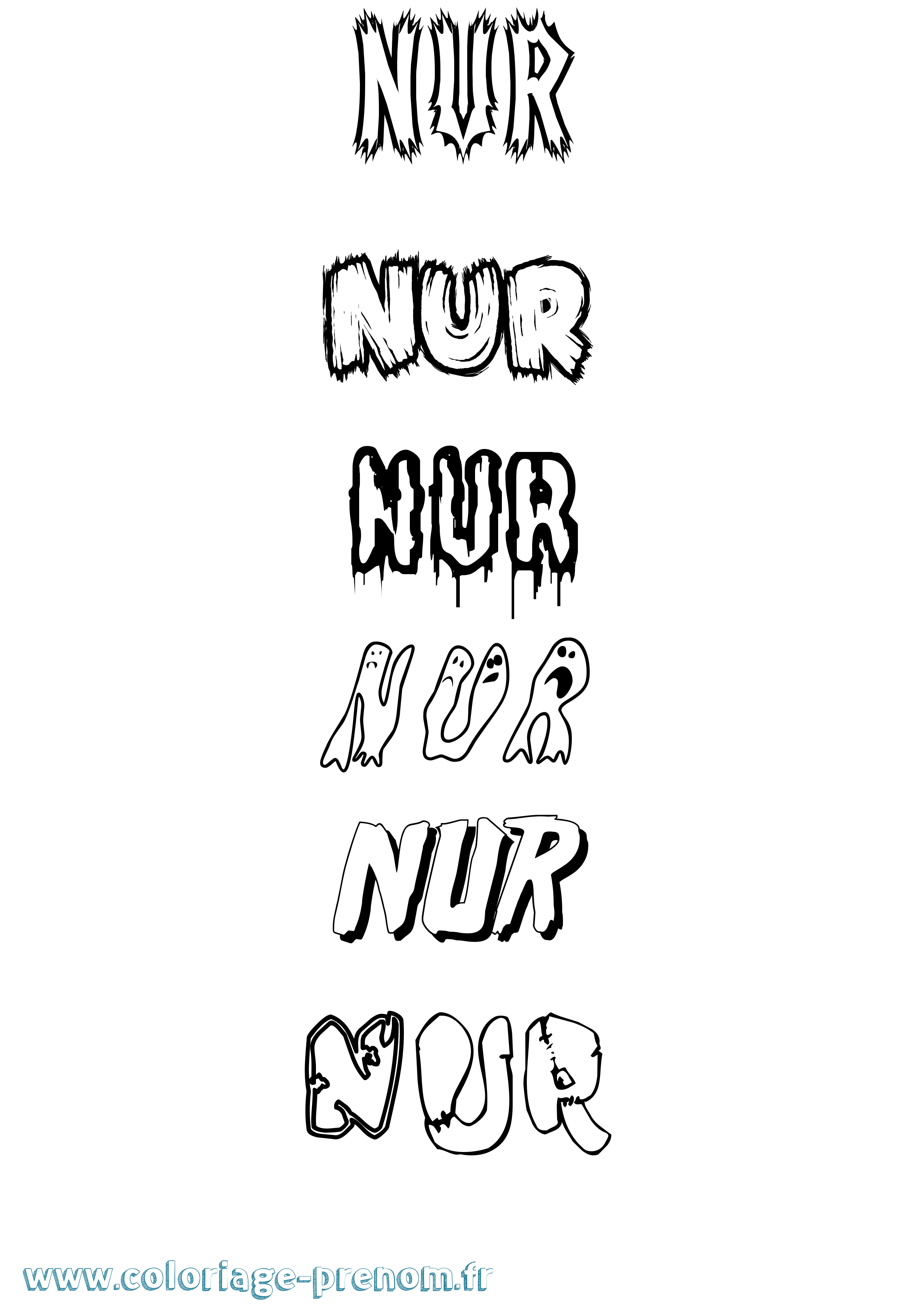 Coloriage Nur Frisson Coloriage prénom Nur Frisson