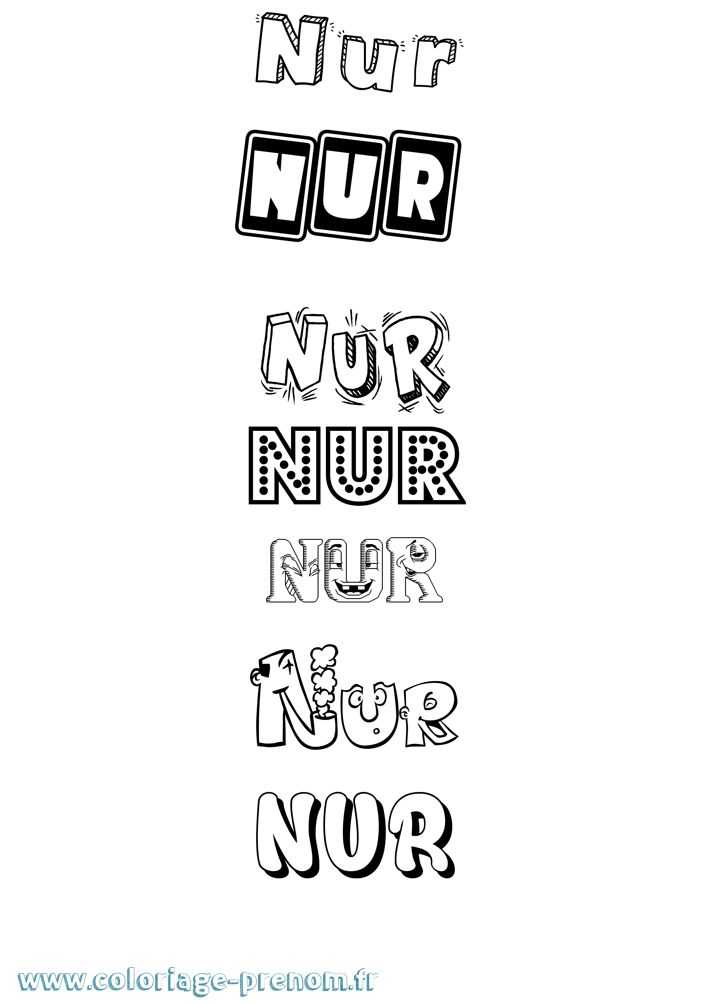 Coloriage Nur Fun Coloriage prénom Nur Fun