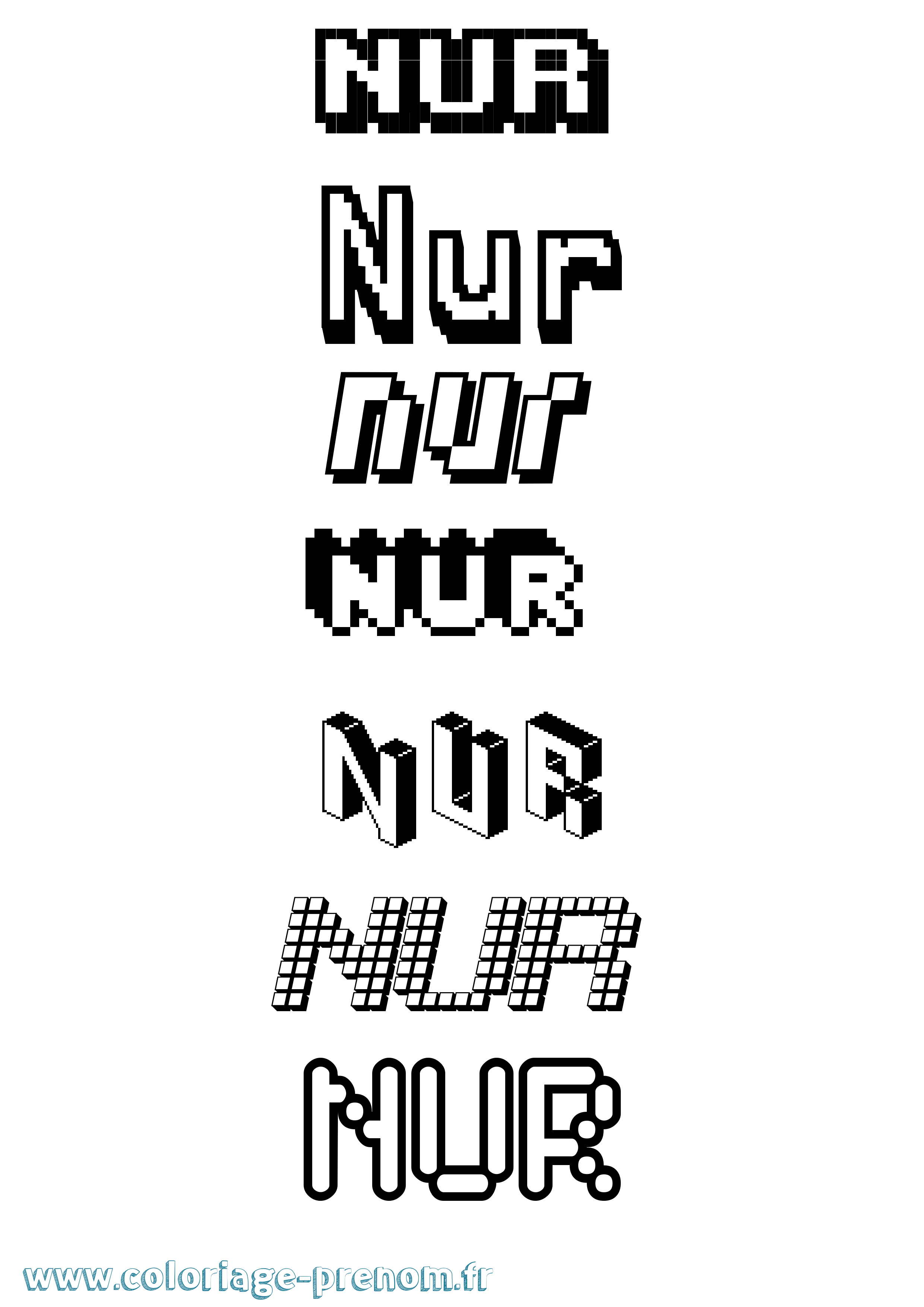 Coloriage Nur Pixel Coloriage prénom Nur Pixel