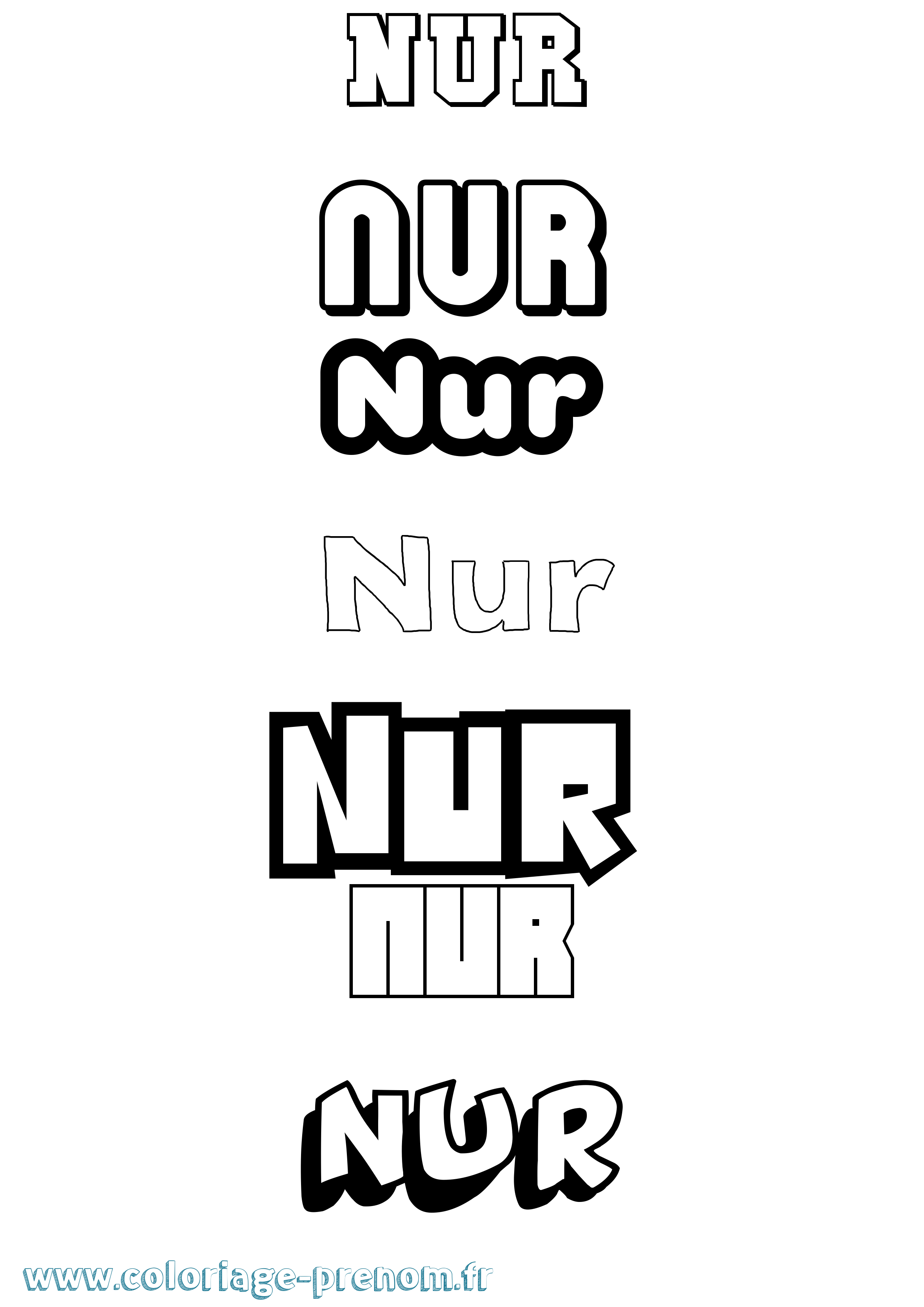 Coloriage Nur Simple Coloriage prénom Nur Simple