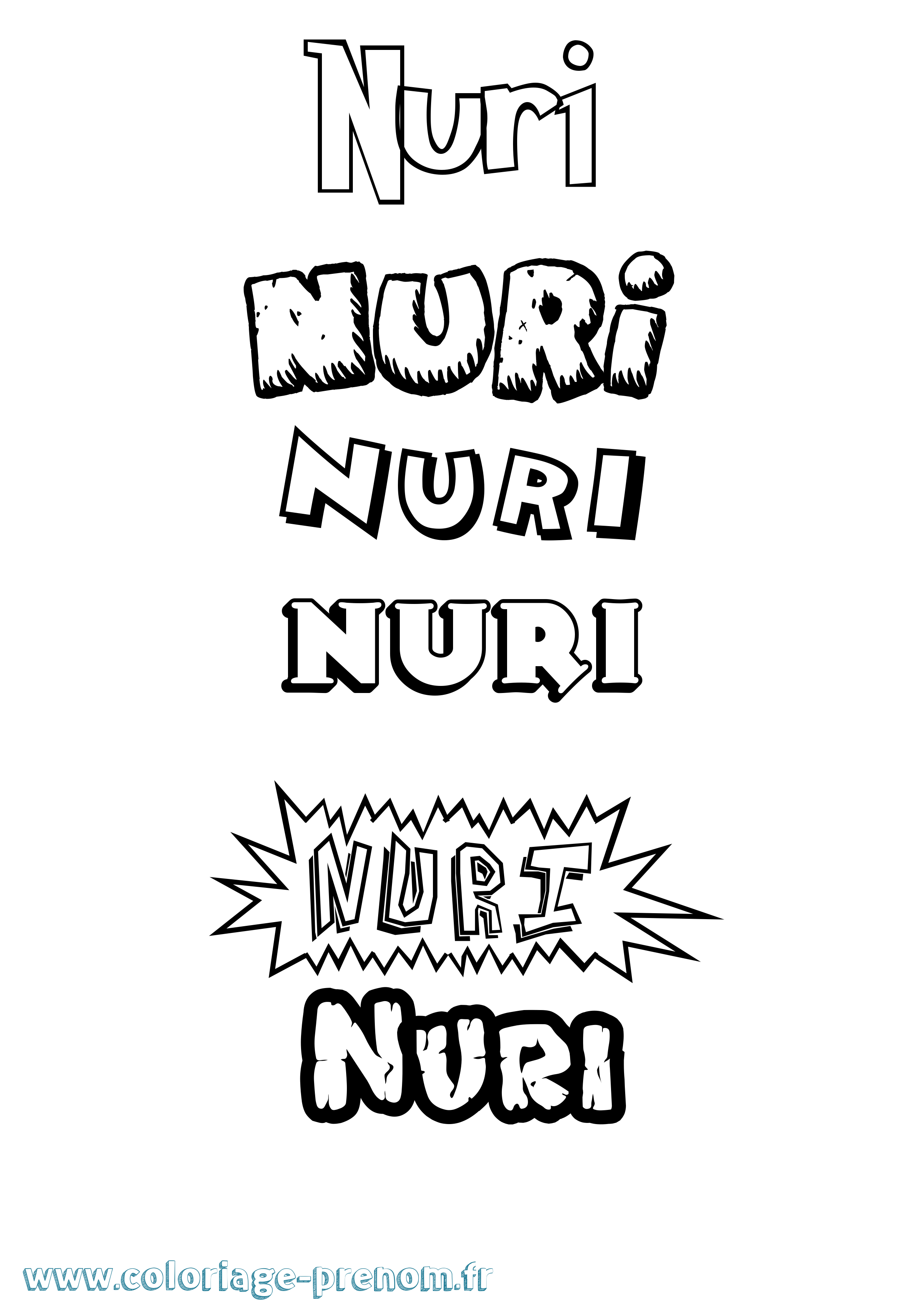 Coloriage Nuri Dessin Animé Coloriage prénom Nuri Dessin Animé