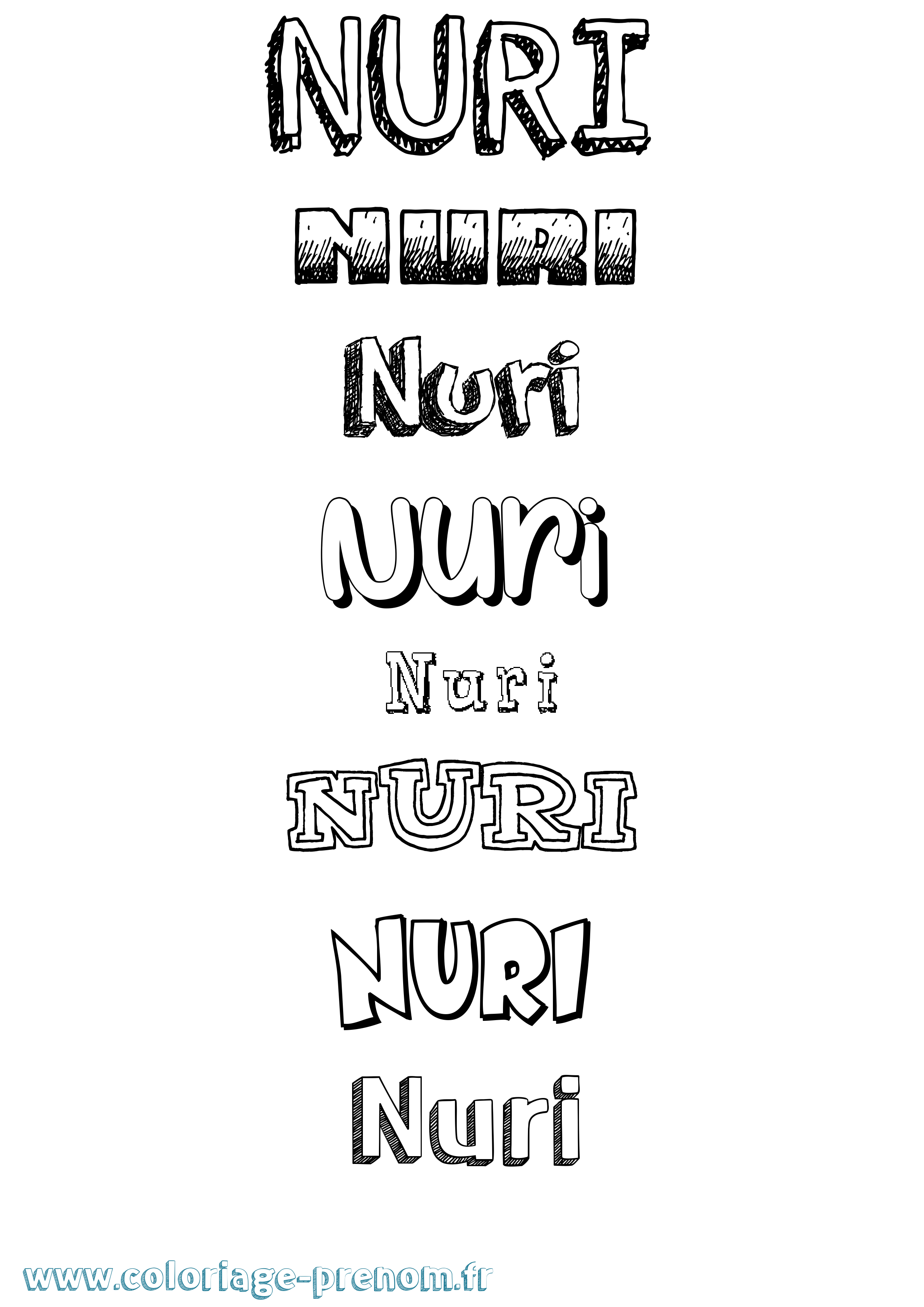 Coloriage Nuri Dessiné Coloriage prénom Nuri Dessiné
