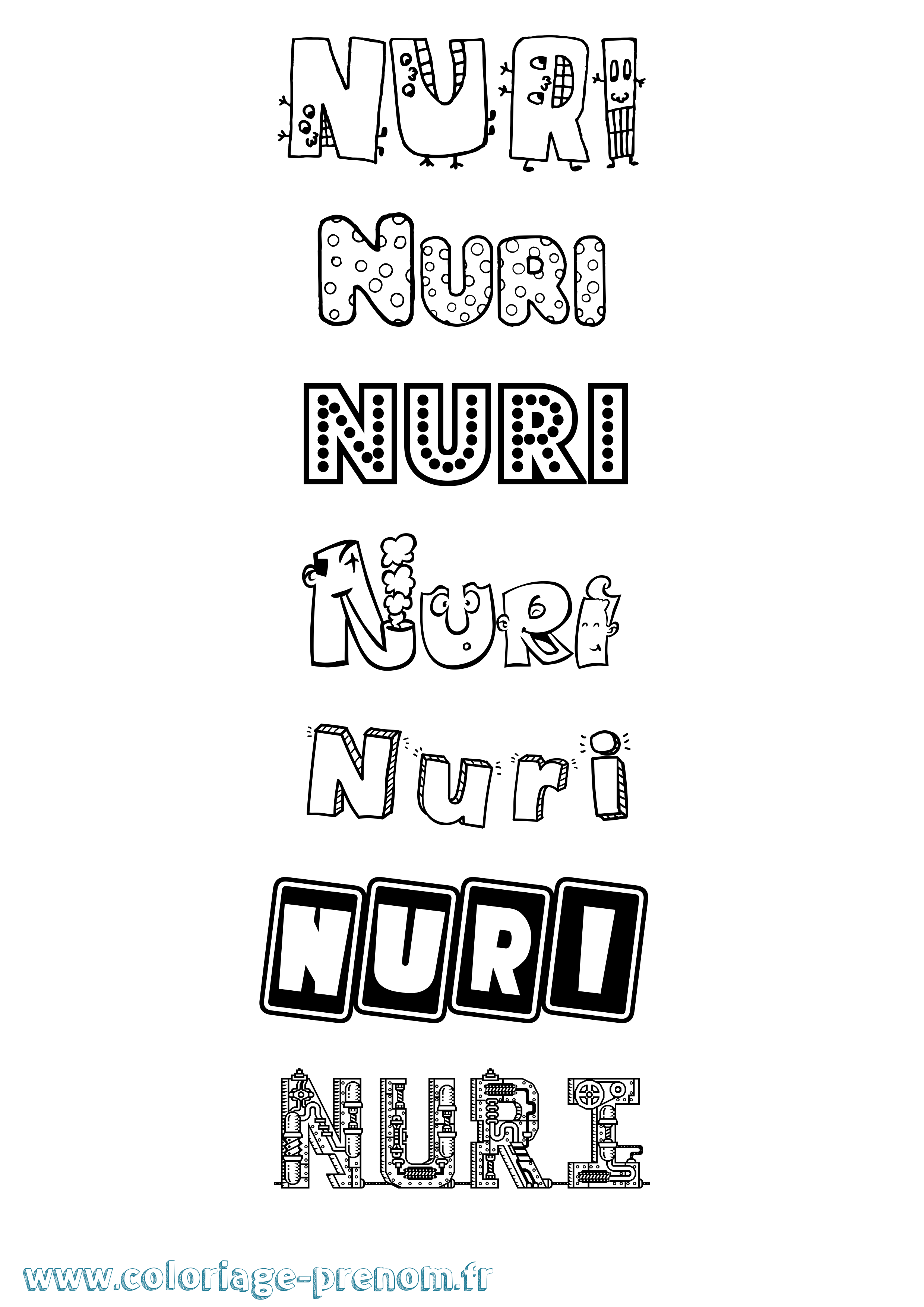 Coloriage Nuri Fun Coloriage prénom Nuri Fun