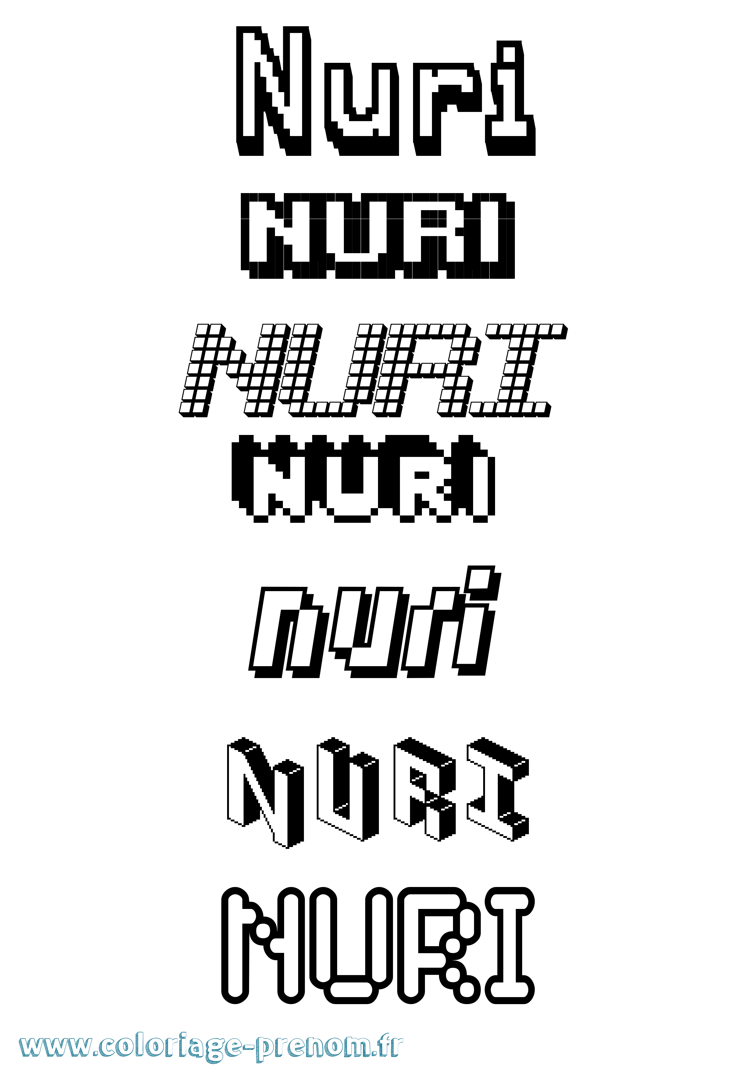 Coloriage Nuri Pixel Coloriage prénom Nuri Pixel