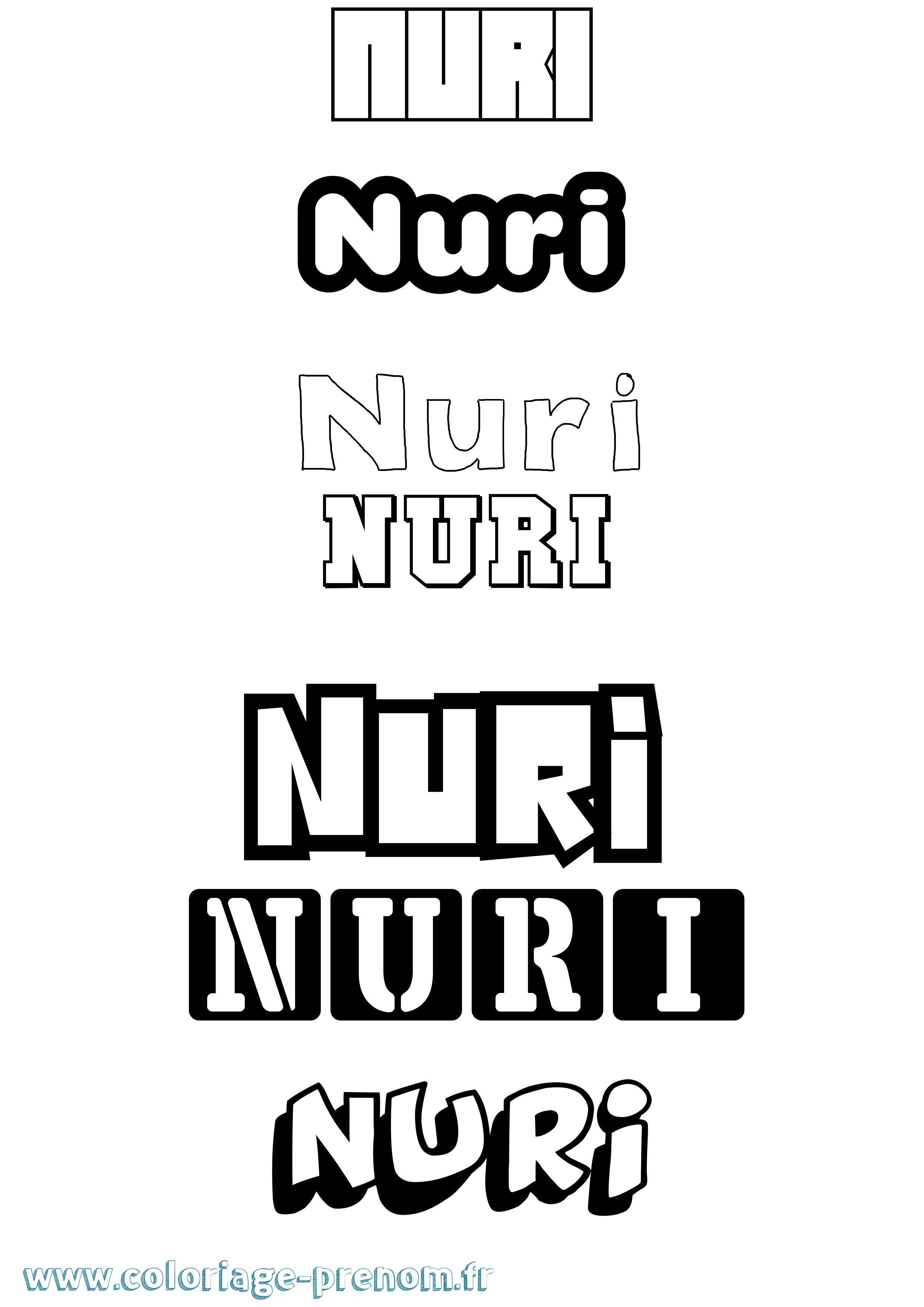 Coloriage prénom Nuri Simple