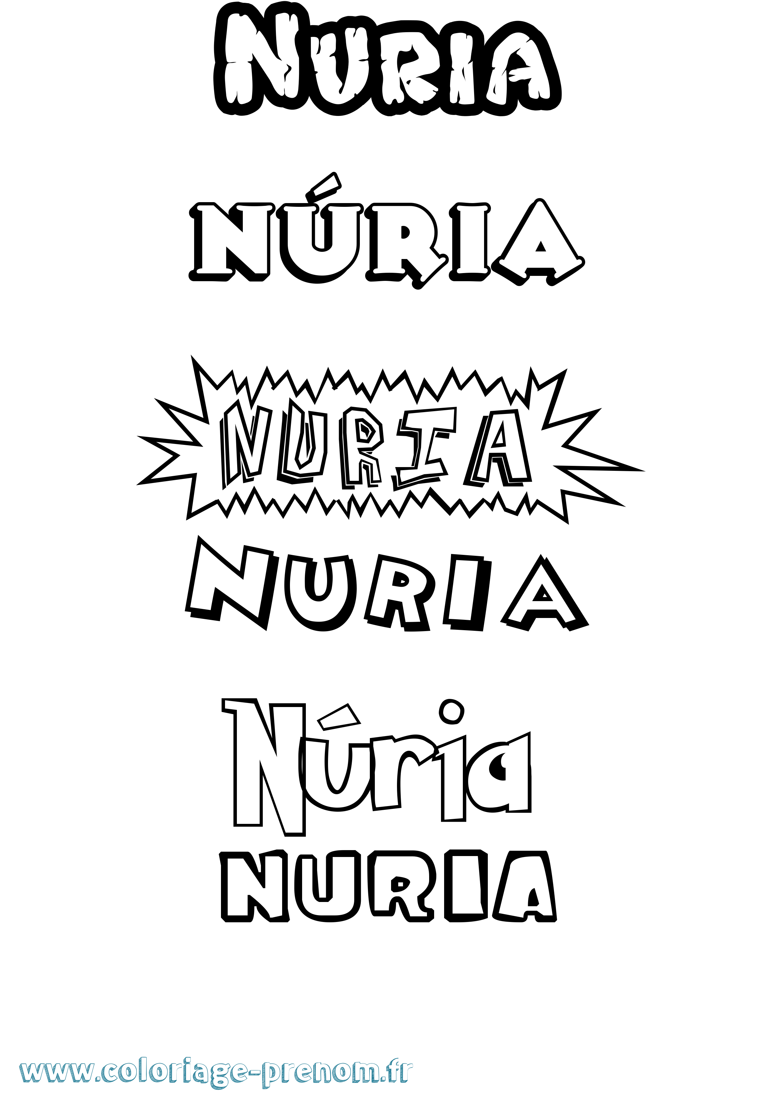 Coloriage Núria Dessin Animé Coloriage prénom Núria Dessin Animé