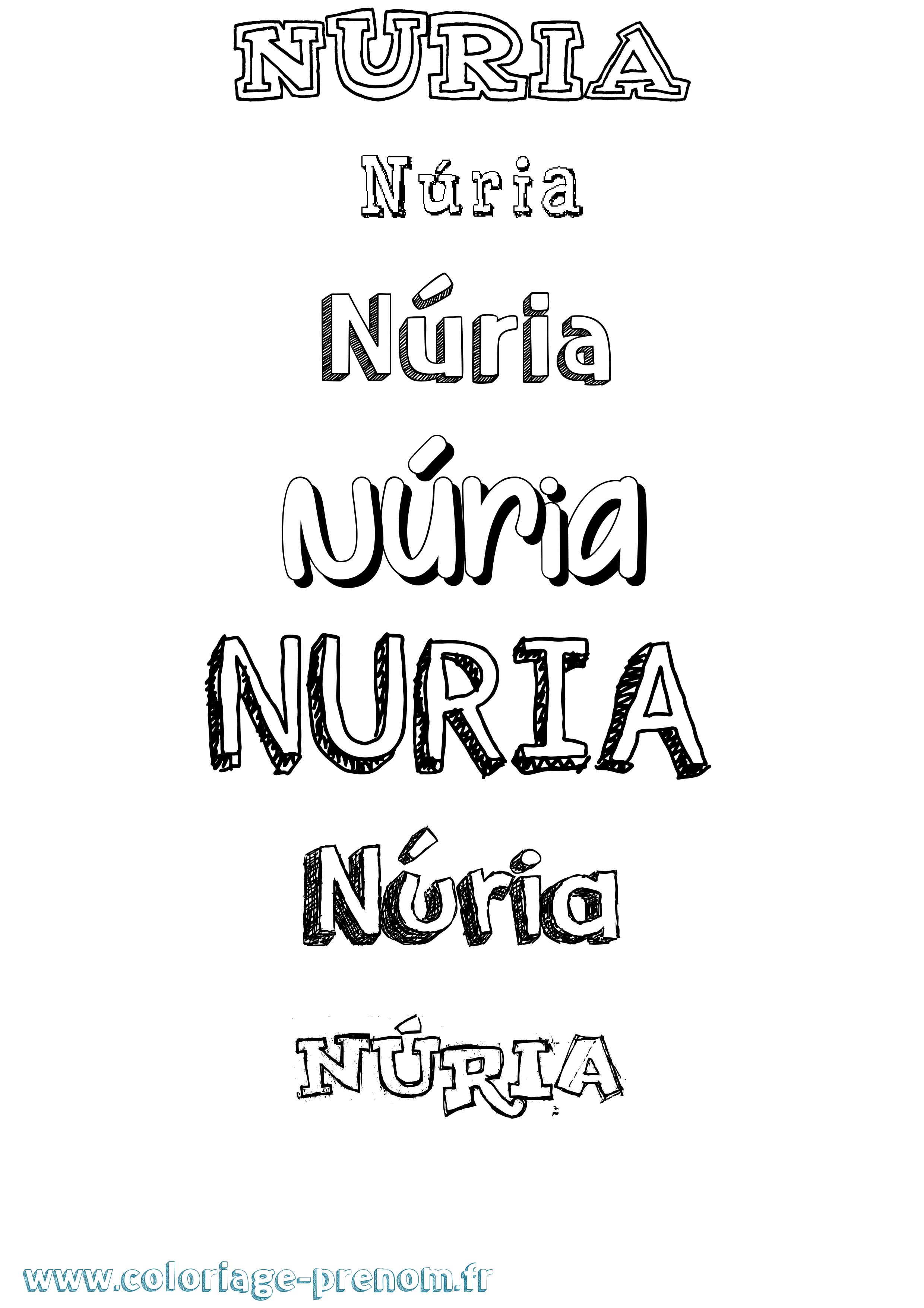 Coloriage Núria Dessiné Coloriage prénom Núria Dessiné