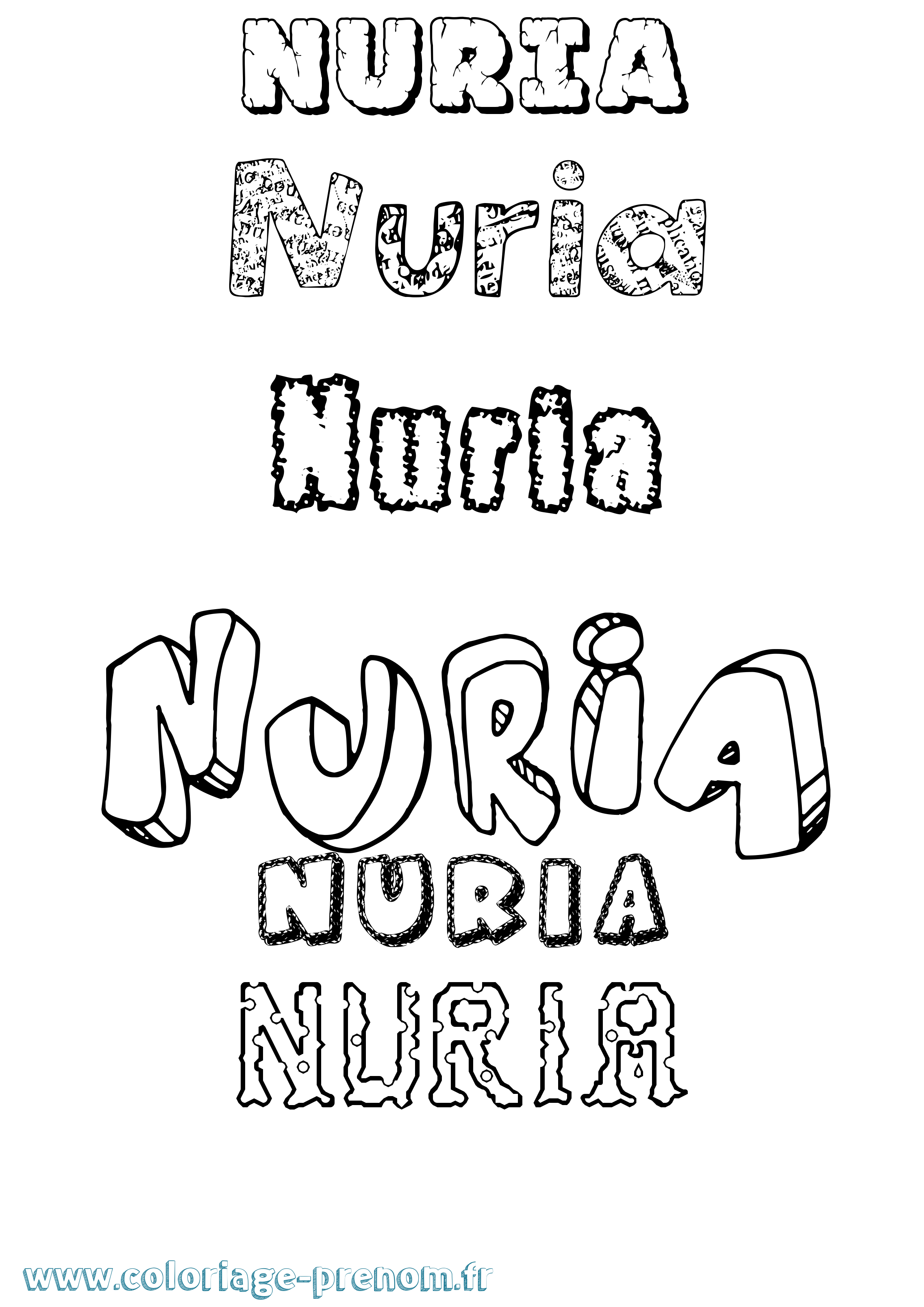 Coloriage Núria Destructuré Coloriage prénom Núria Destructuré