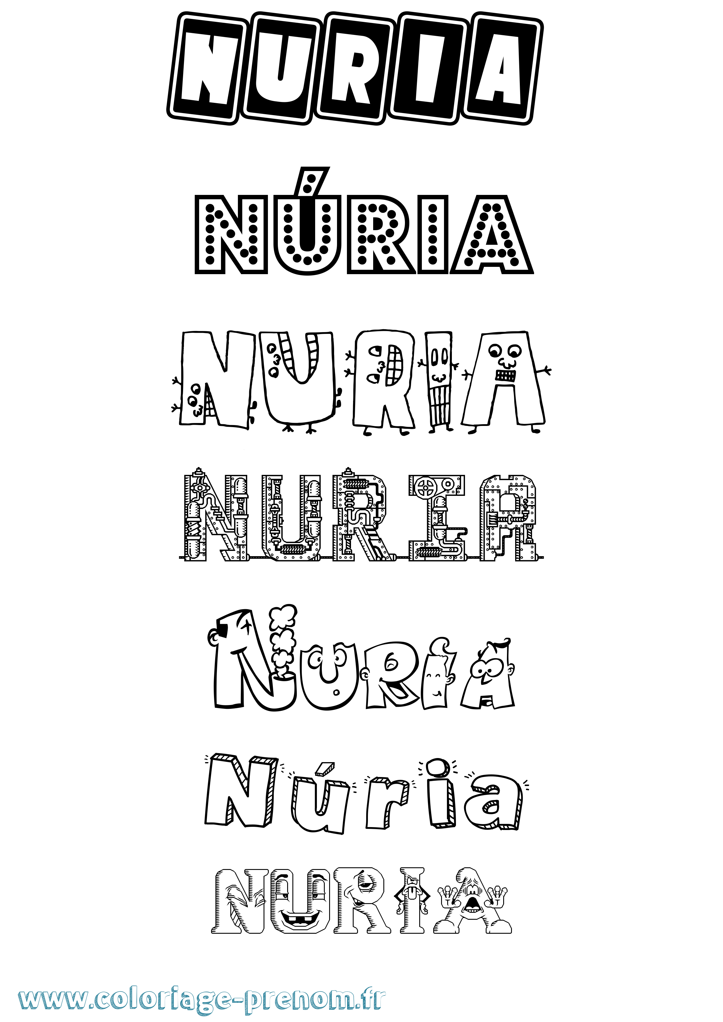 Coloriage Núria Fun Coloriage prénom Núria Fun