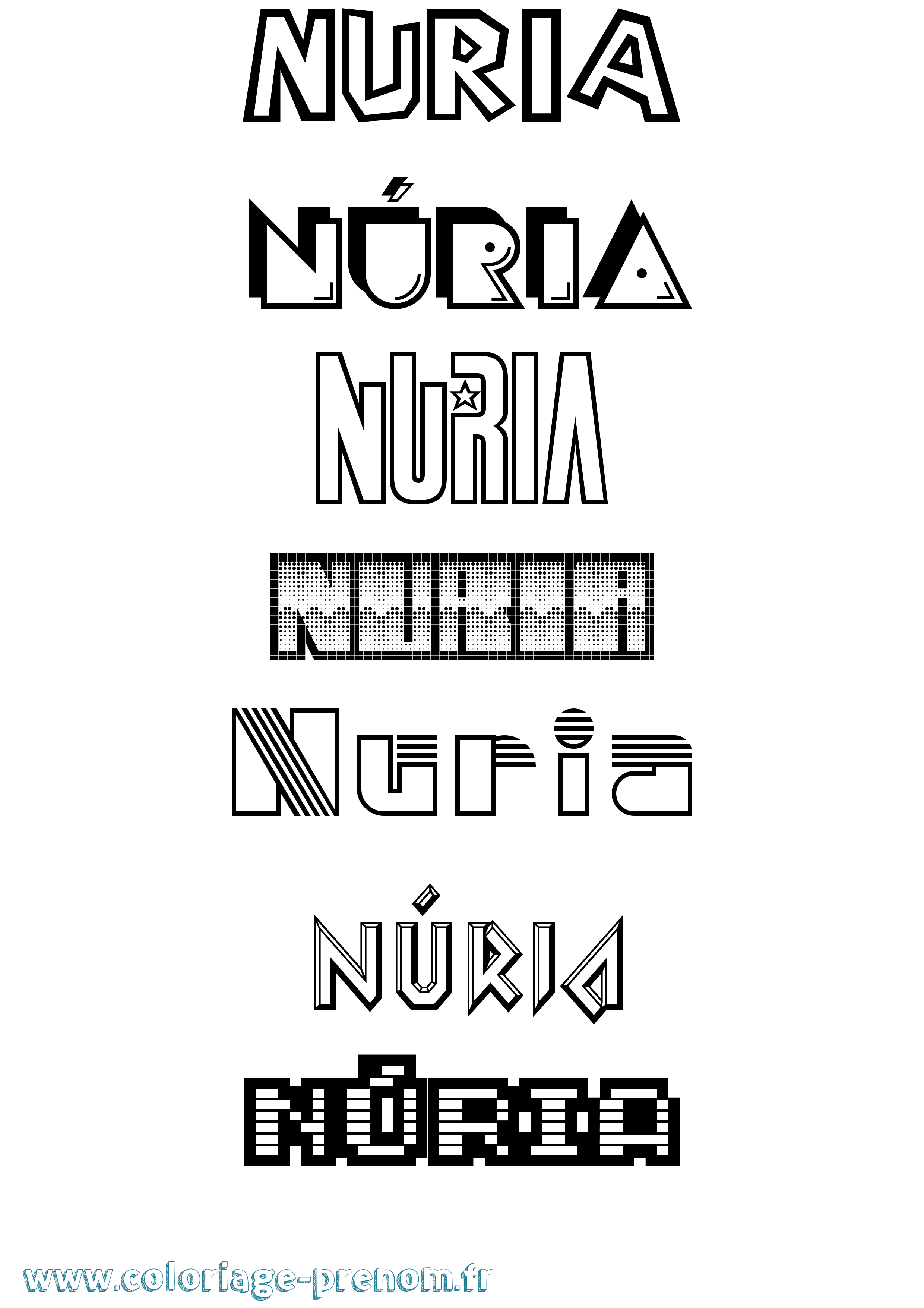 Coloriage Núria Jeux Vidéos Coloriage prénom Núria Jeux Vidéos