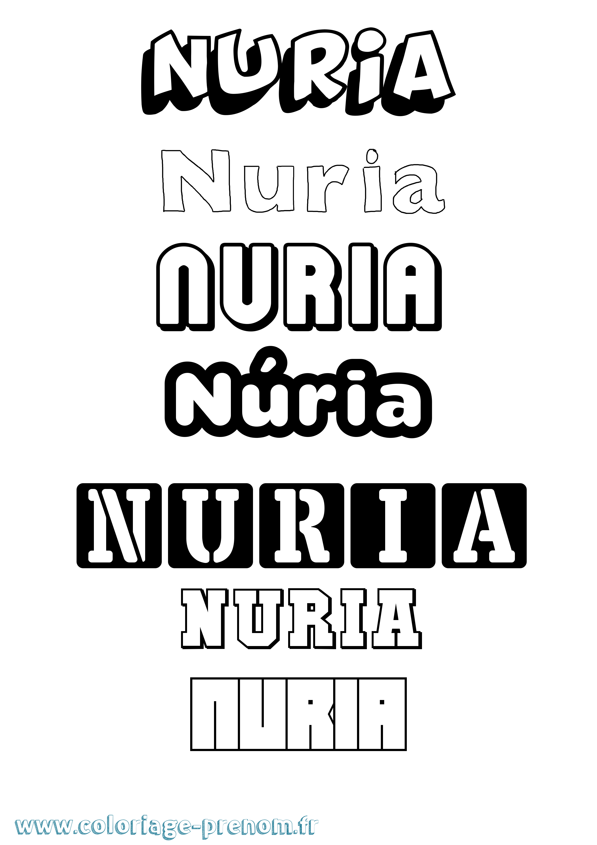 Coloriage Núria Simple Coloriage prénom Núria Simple