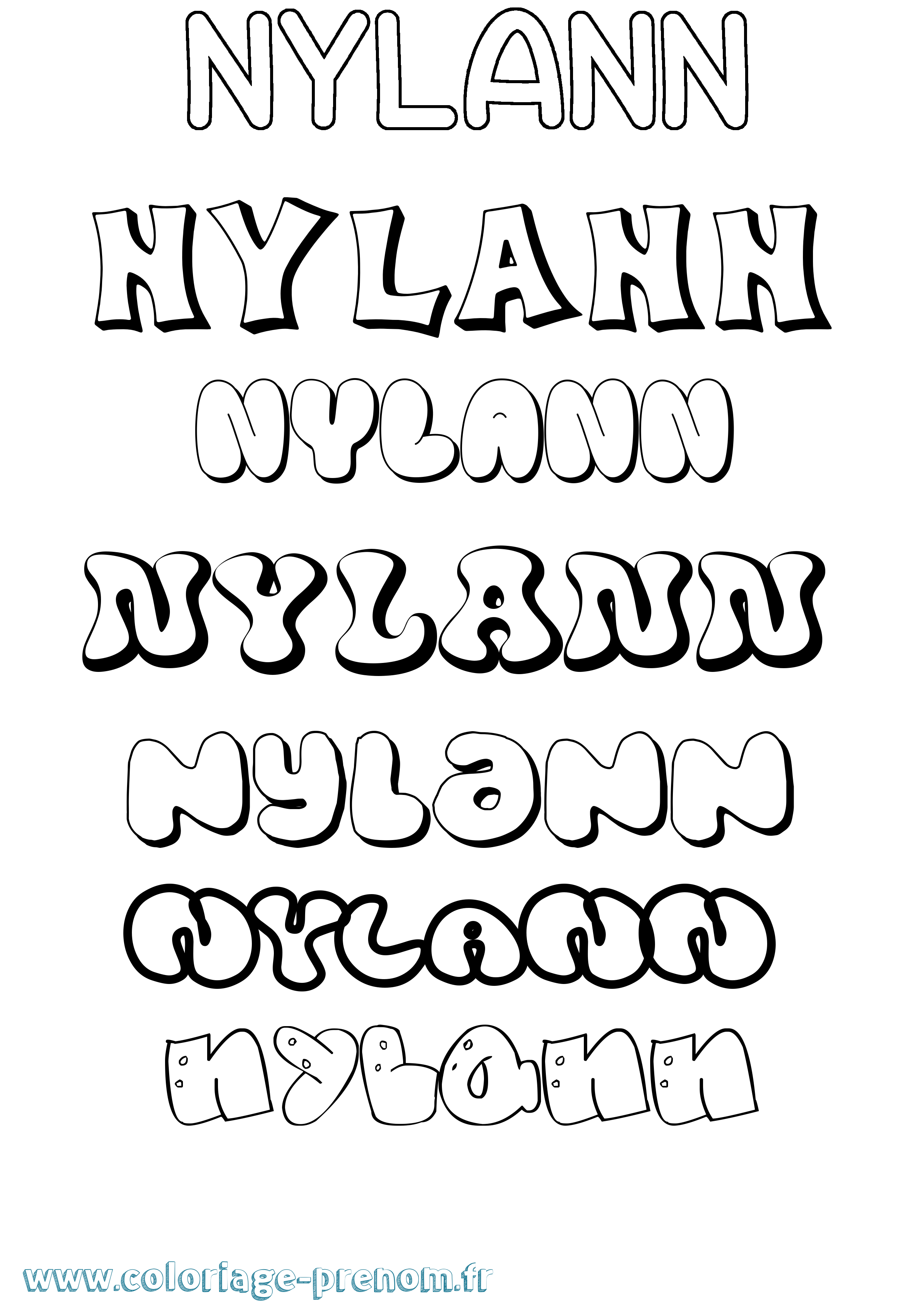 Coloriage Nylann Bubble Coloriage prénom Nylann Bubble