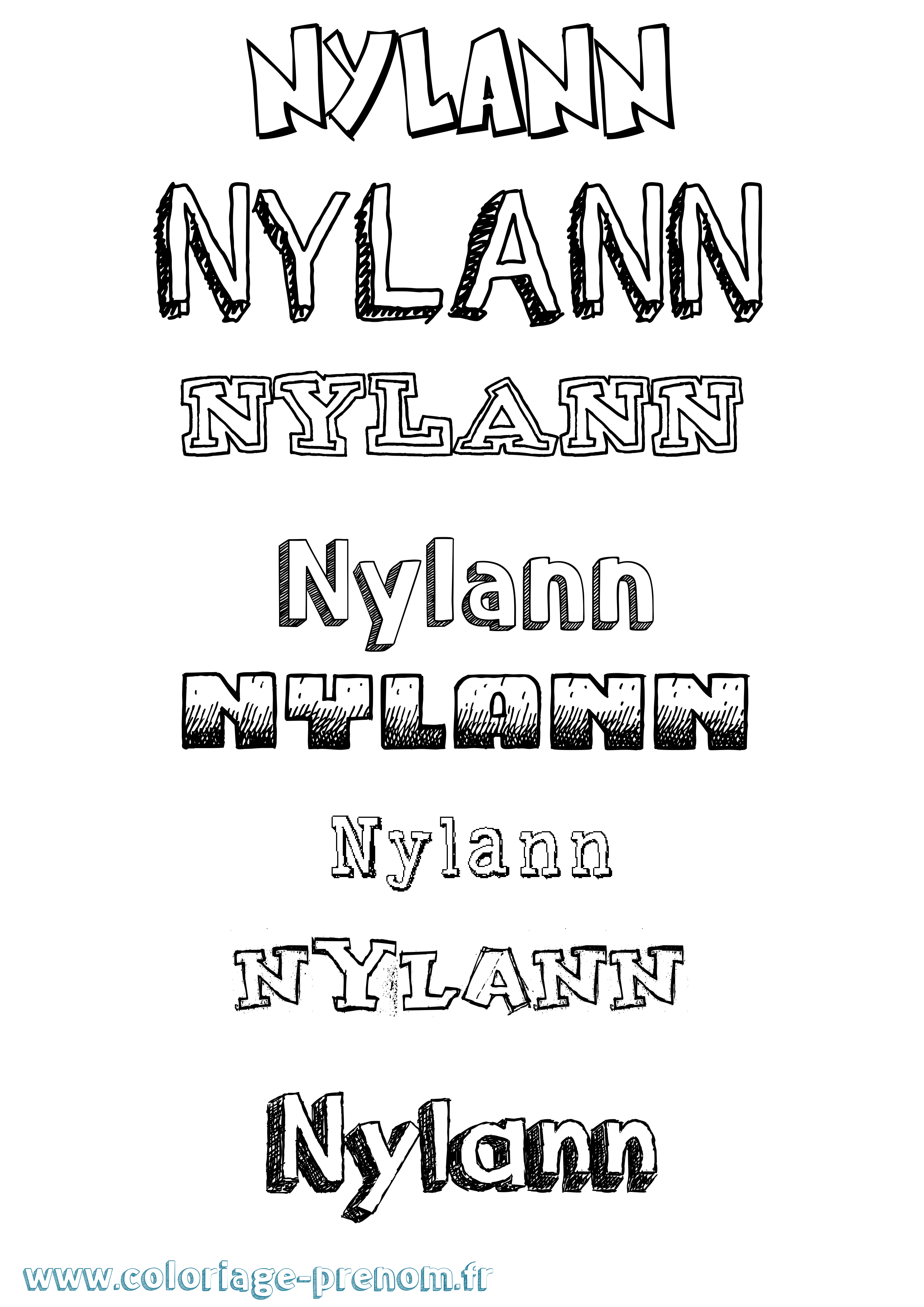 Coloriage prénom Nylann Dessiné