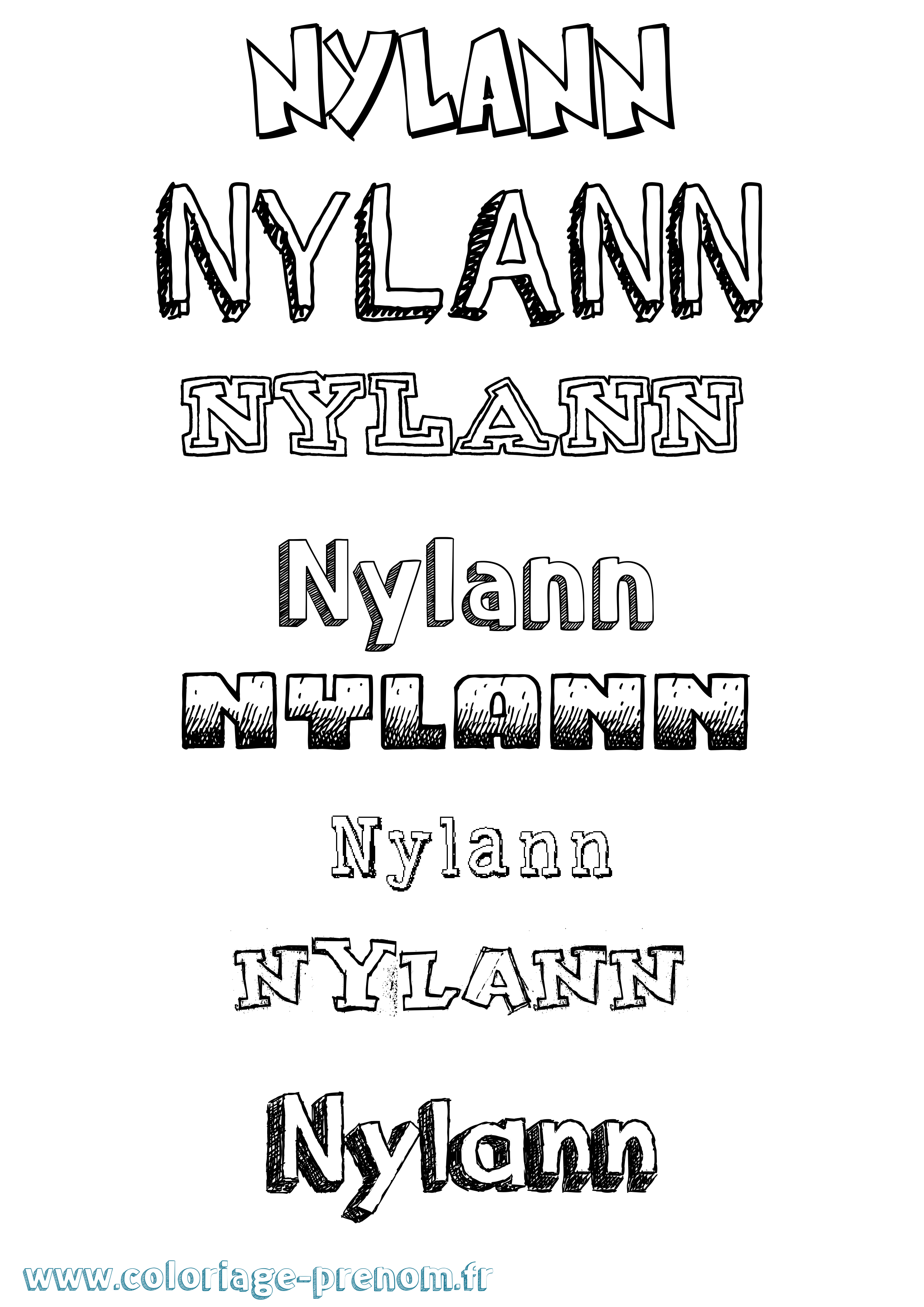 Coloriage Nylann Dessiné Coloriage prénom Nylann Dessiné