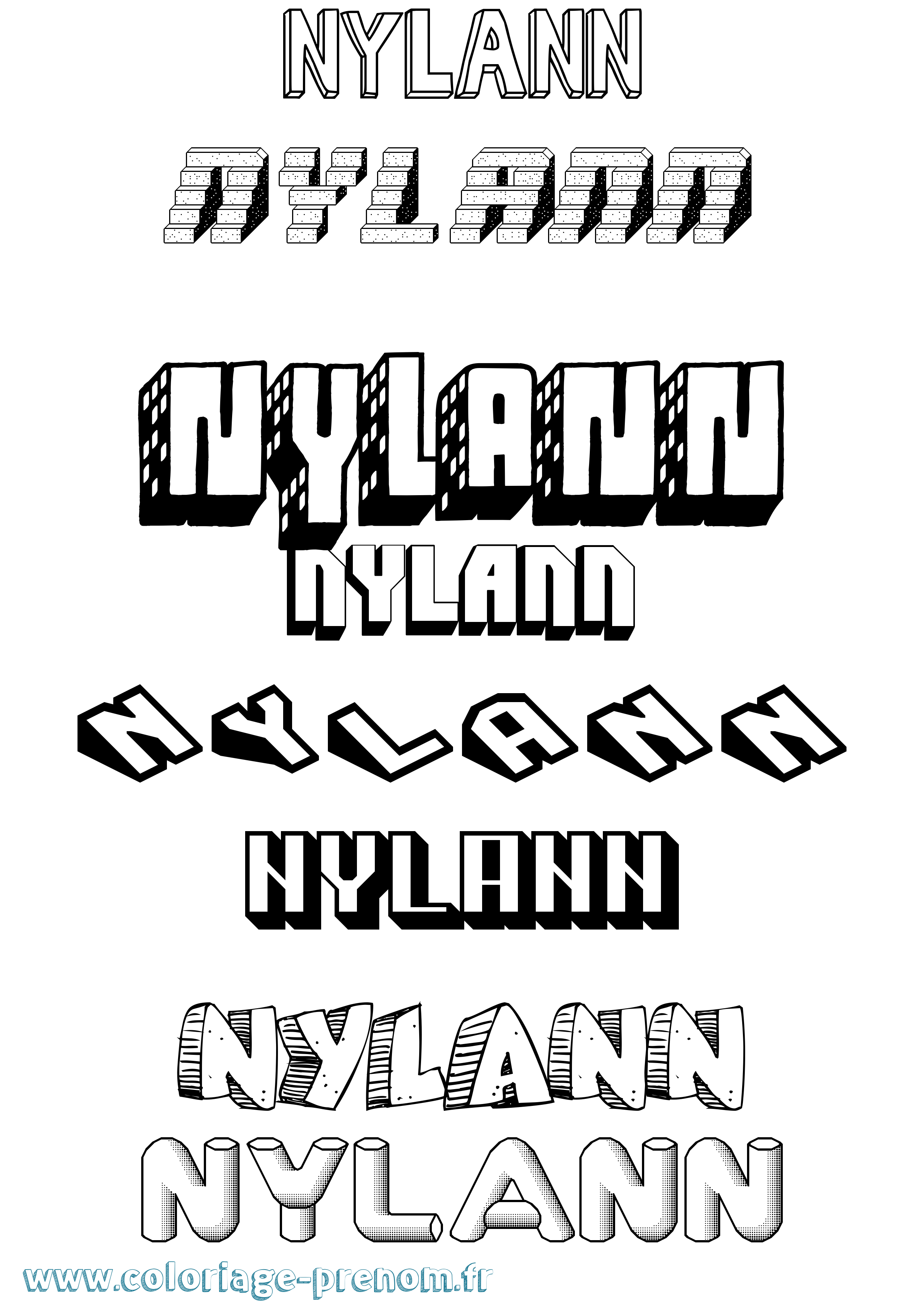 Coloriage Nylann Effet 3D Coloriage prénom Nylann Effet 3D