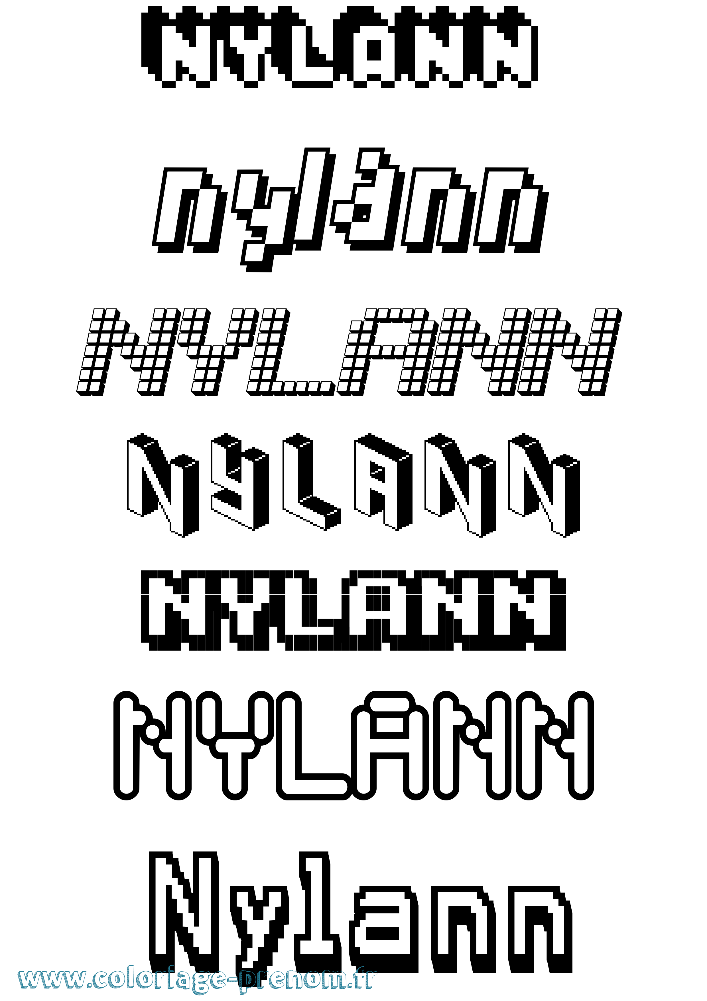 Coloriage Nylann Pixel Coloriage prénom Nylann Pixel