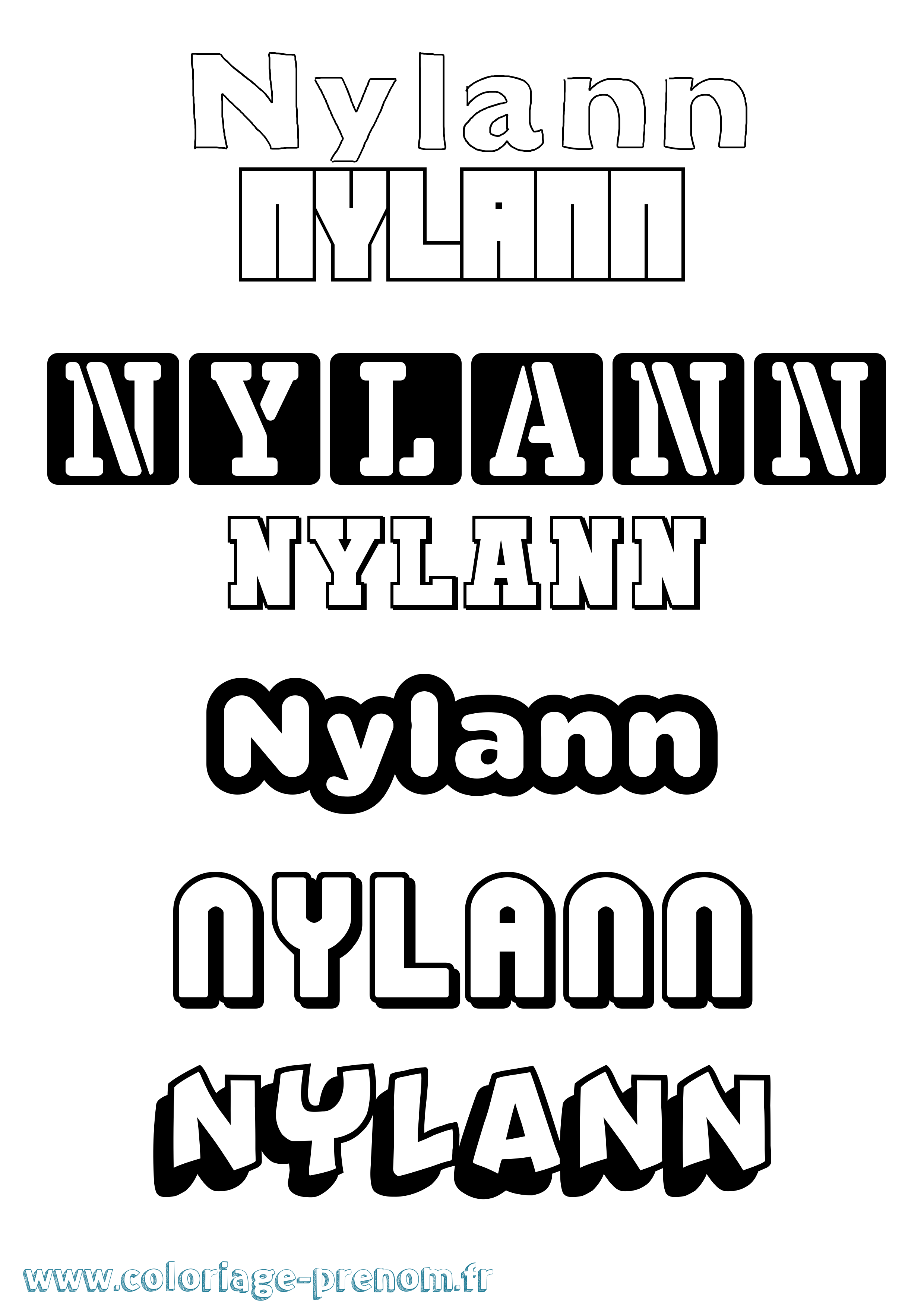 Coloriage prénom Nylann Simple