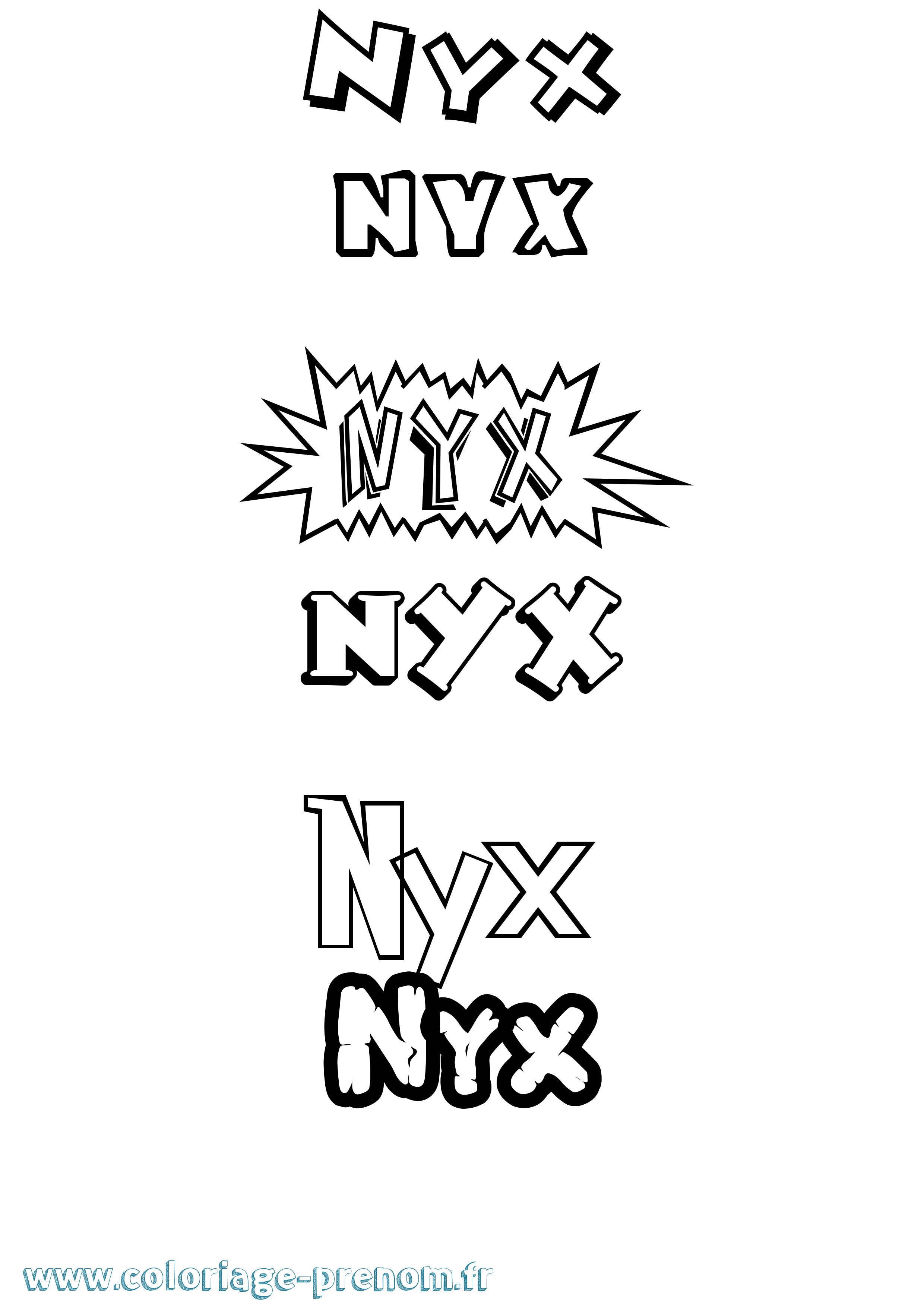 Coloriage Nyx Dessin Animé Coloriage prénom Nyx Dessin Animé