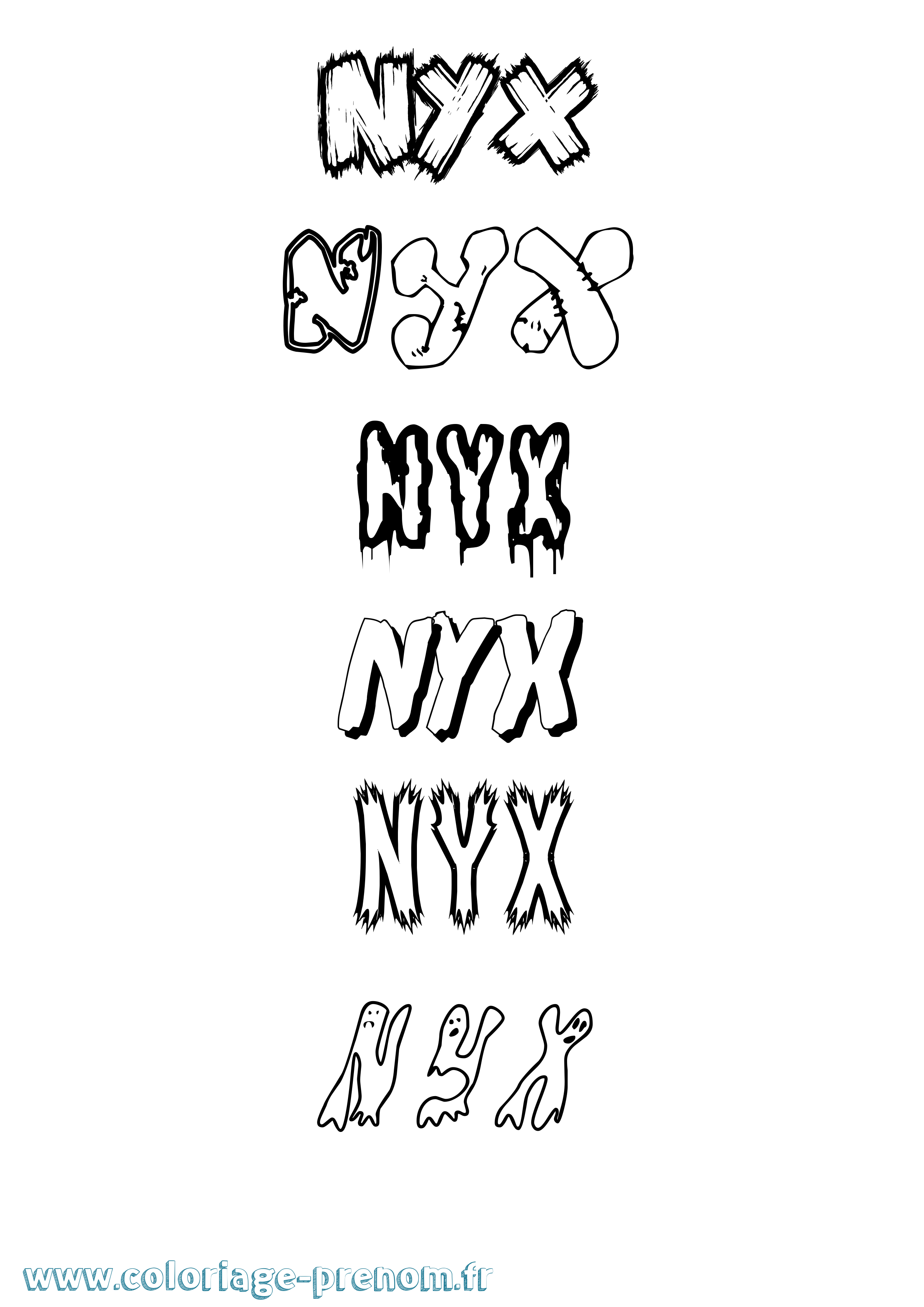 Coloriage Nyx Frisson Coloriage prénom Nyx Frisson