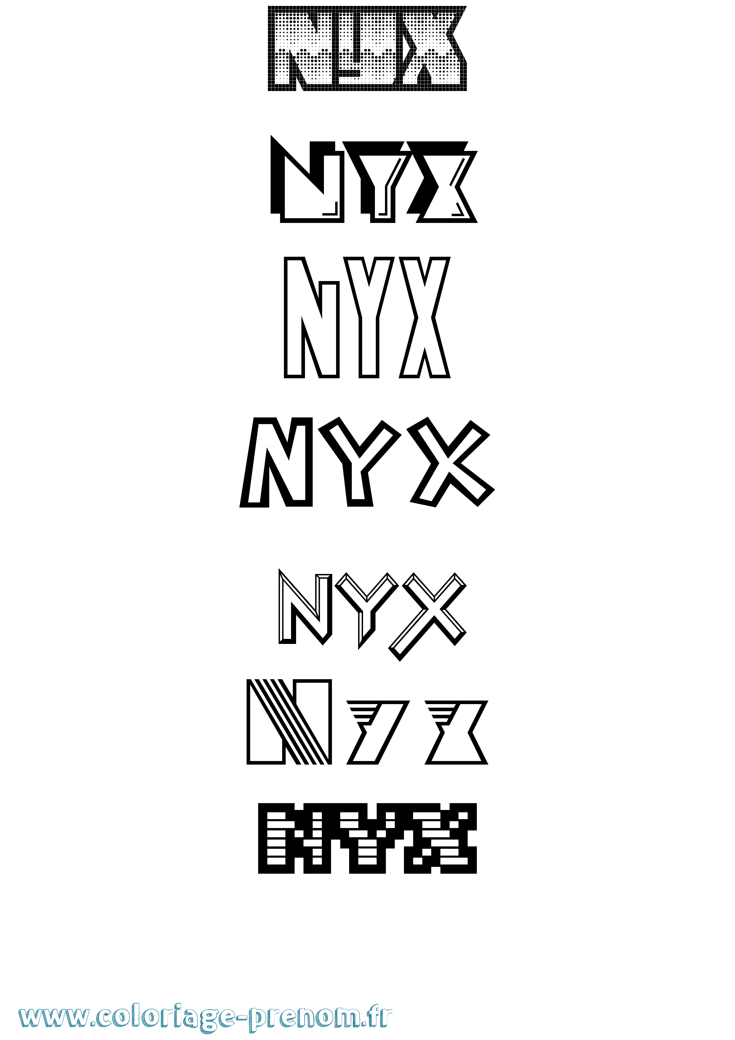 Coloriage Nyx Jeux Vidéos Coloriage prénom Nyx Jeux Vidéos