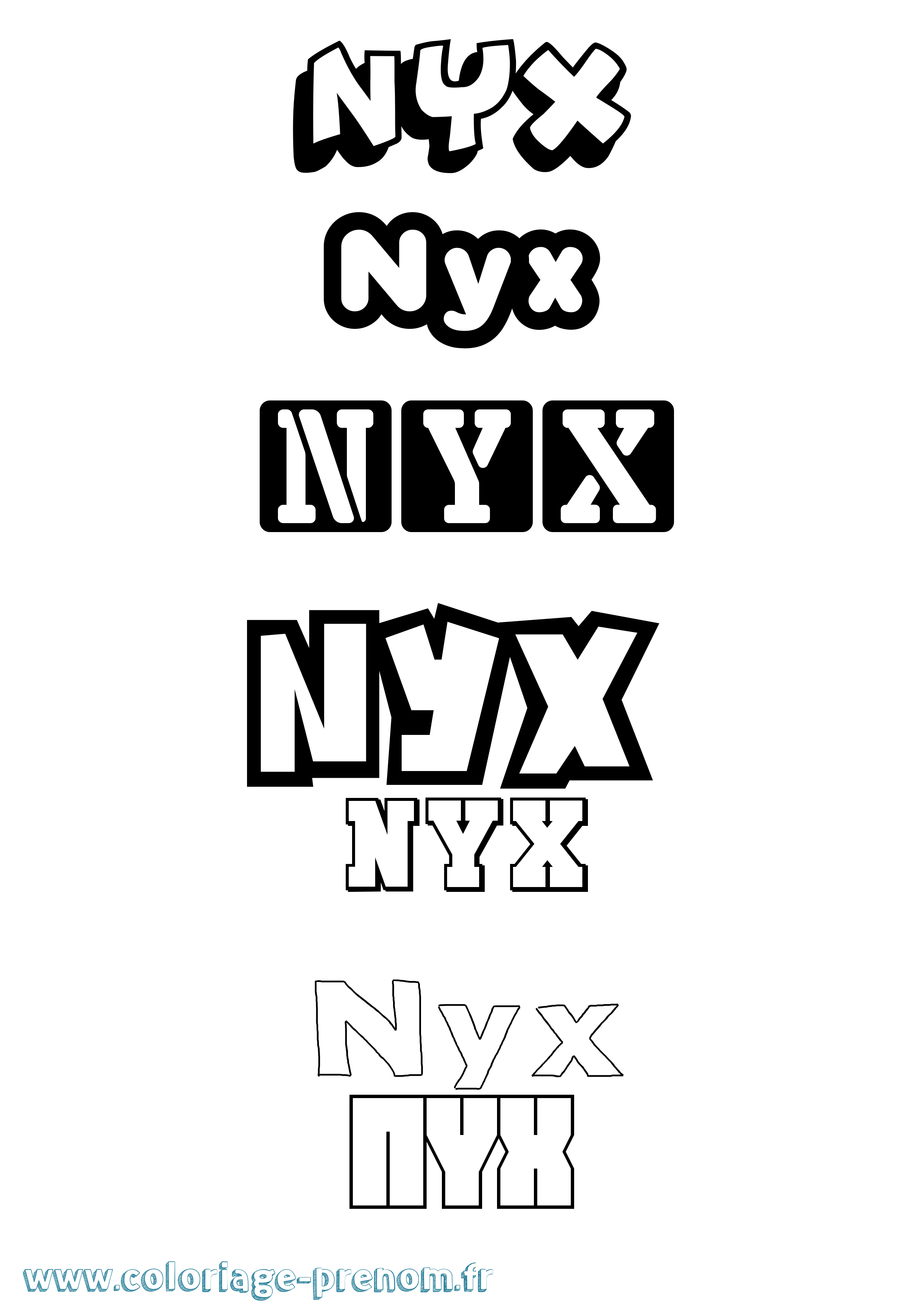 Coloriage Nyx Simple Coloriage prénom Nyx Simple