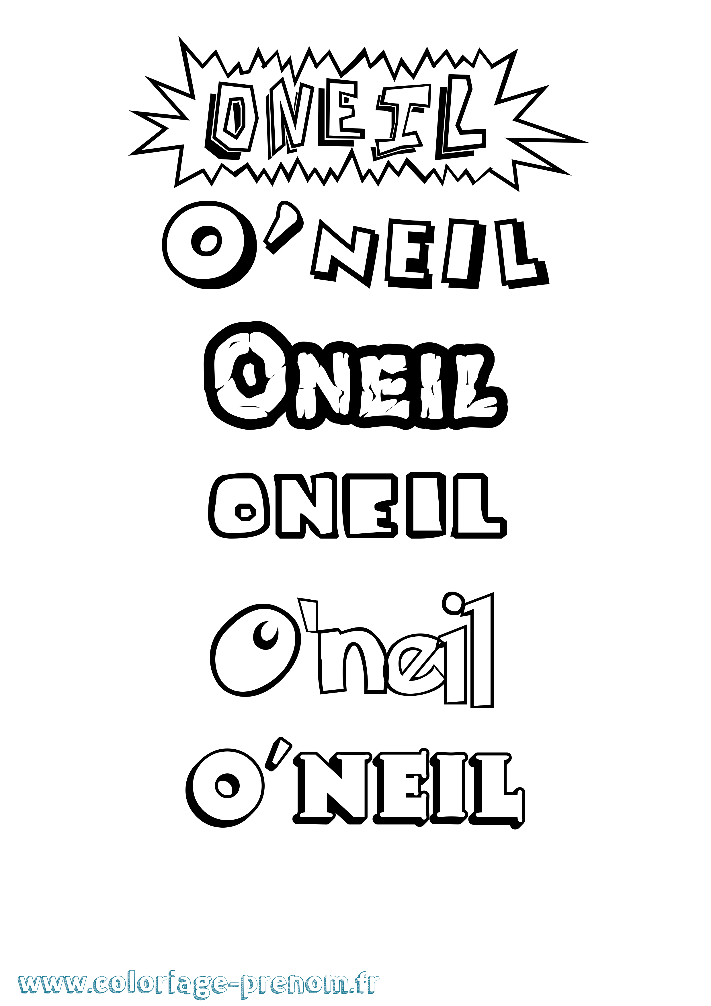 Coloriage O'Neil Dessin Animé Coloriage prénom O'Neil Dessin Animé