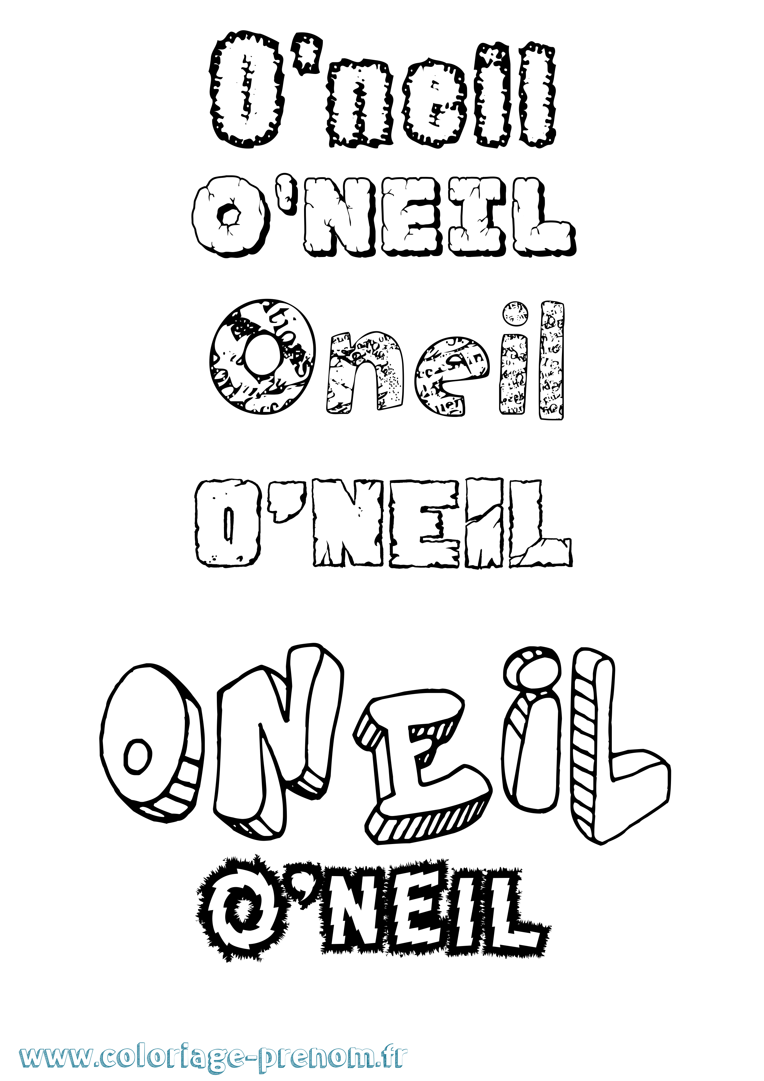 Coloriage O'Neil Destructuré Coloriage prénom O'Neil Destructuré