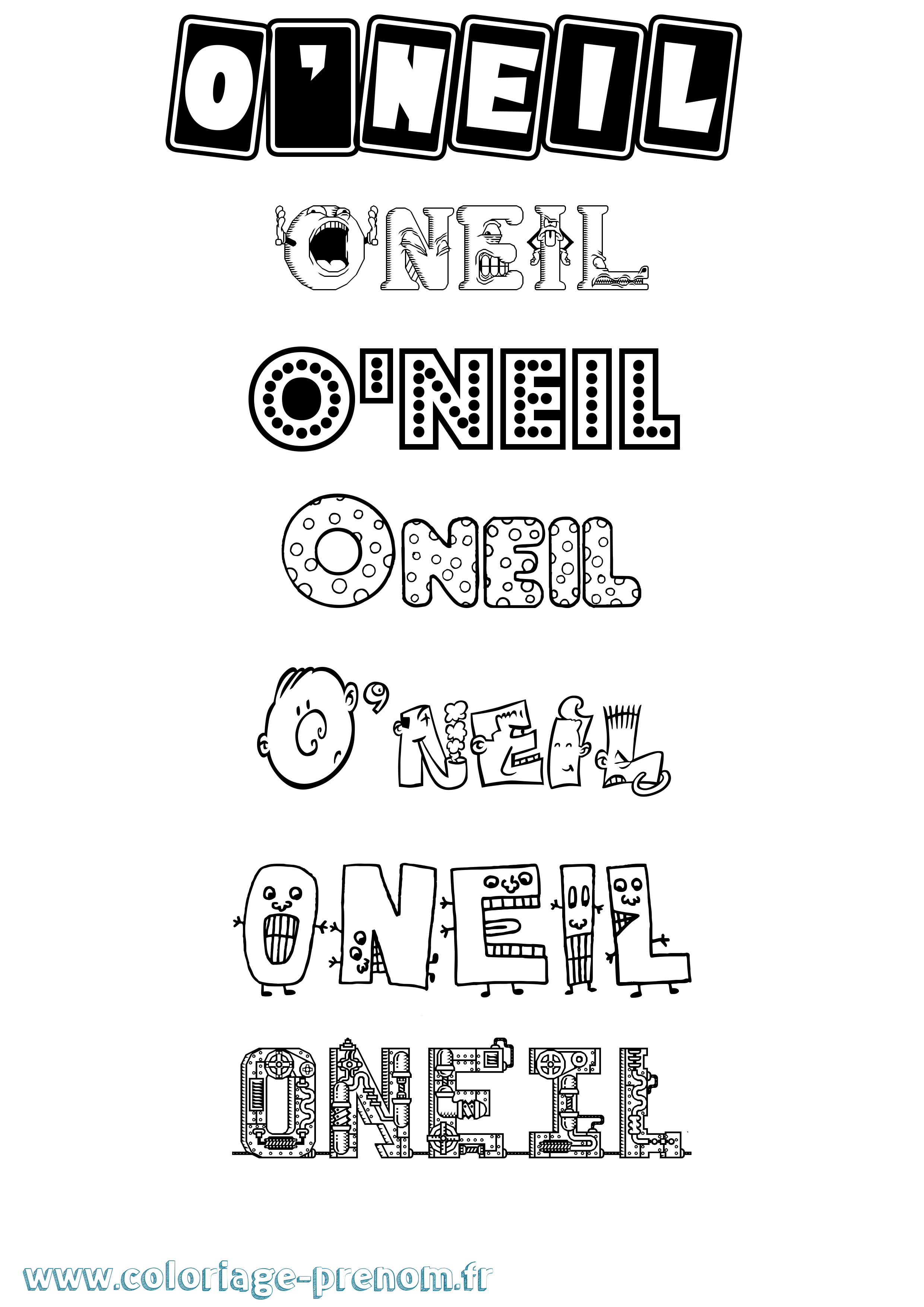 Coloriage O'Neil Fun Coloriage prénom O'Neil Fun