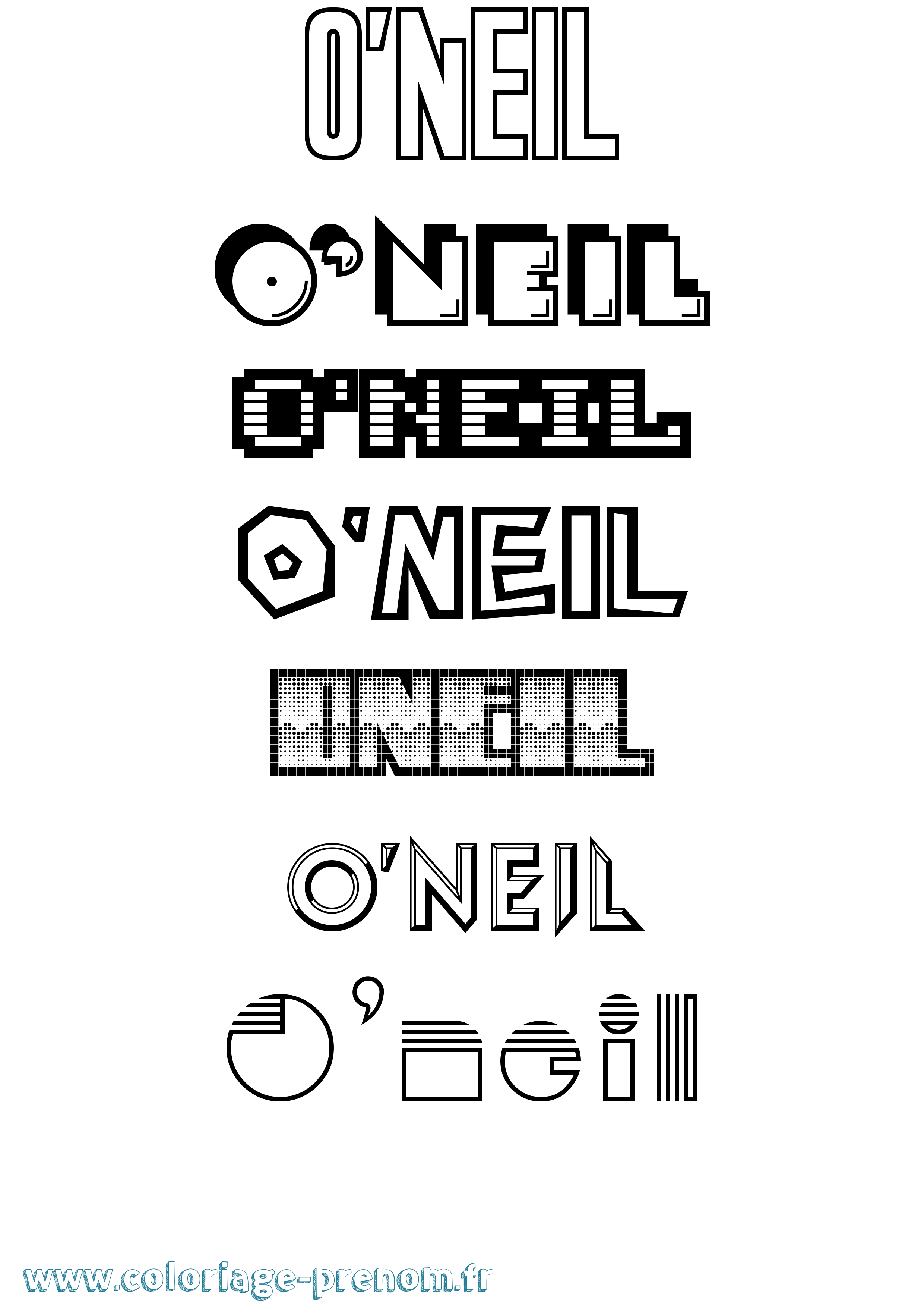 Coloriage O'Neil Jeux Vidéos Coloriage prénom O'Neil Jeux Vidéos